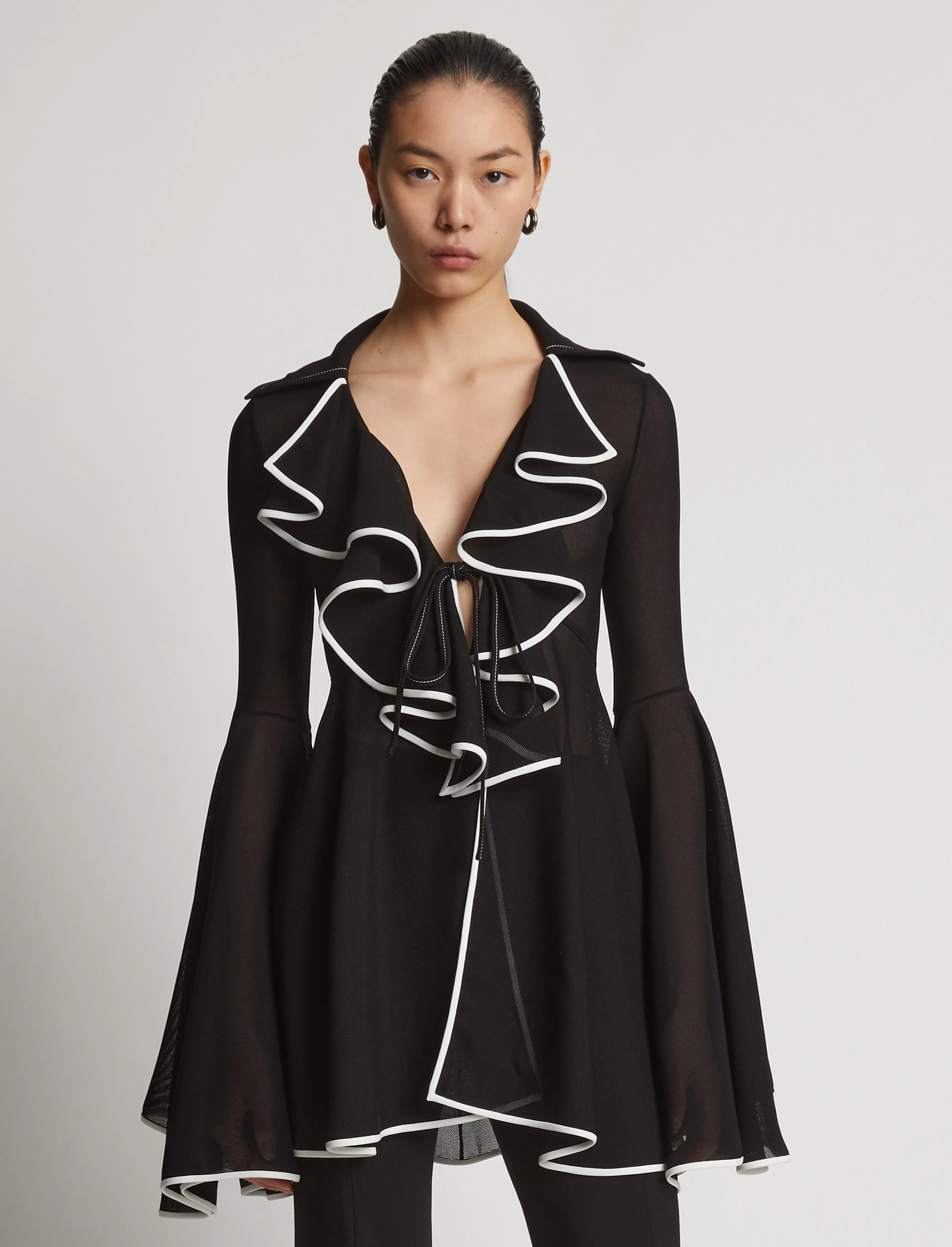 Solid Mesh Ruffle Shirt sold by Proenza Schouler product image thumbnail 2