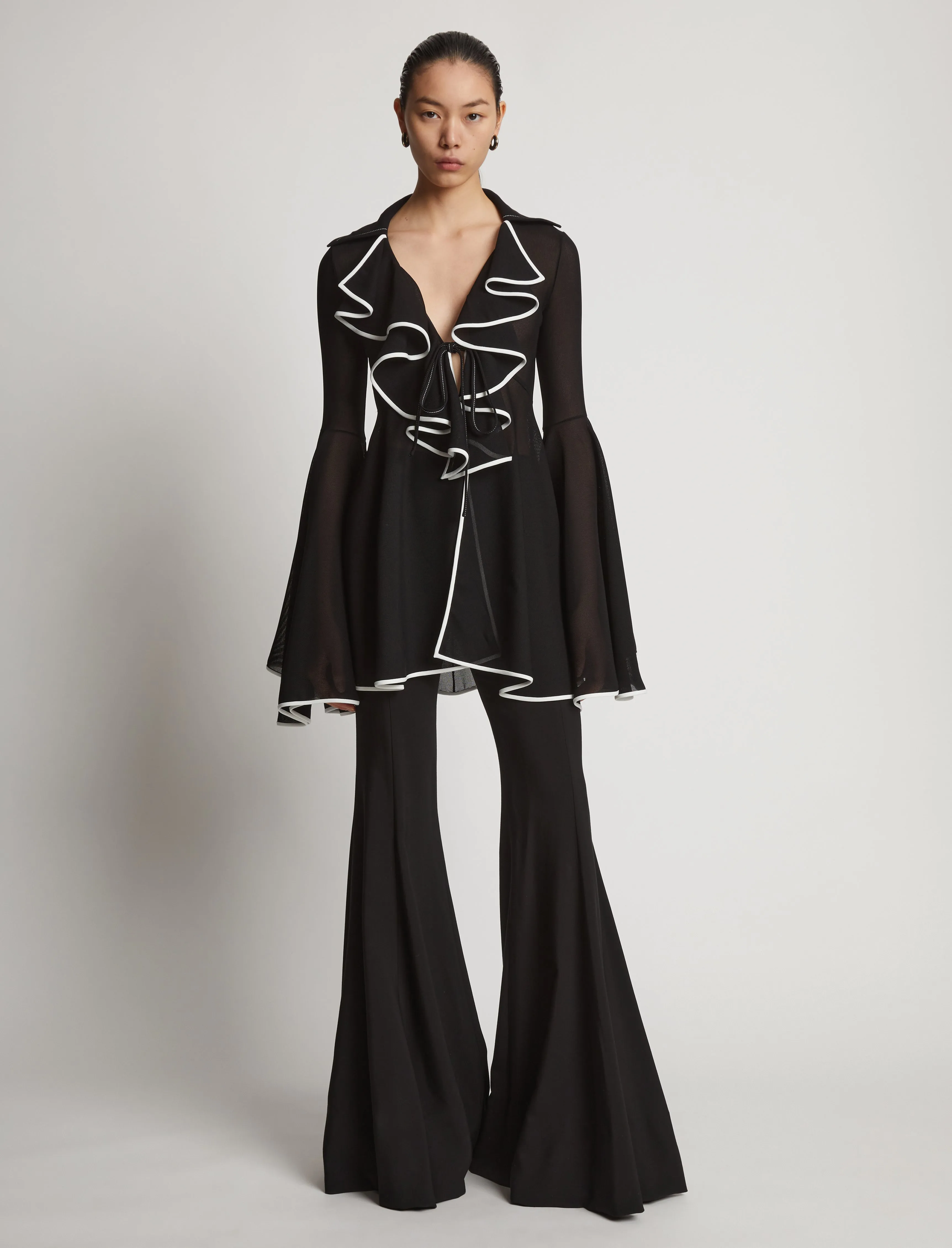 Solid Mesh Ruffle Shirt sold by Proenza Schouler product image thumbnail 3