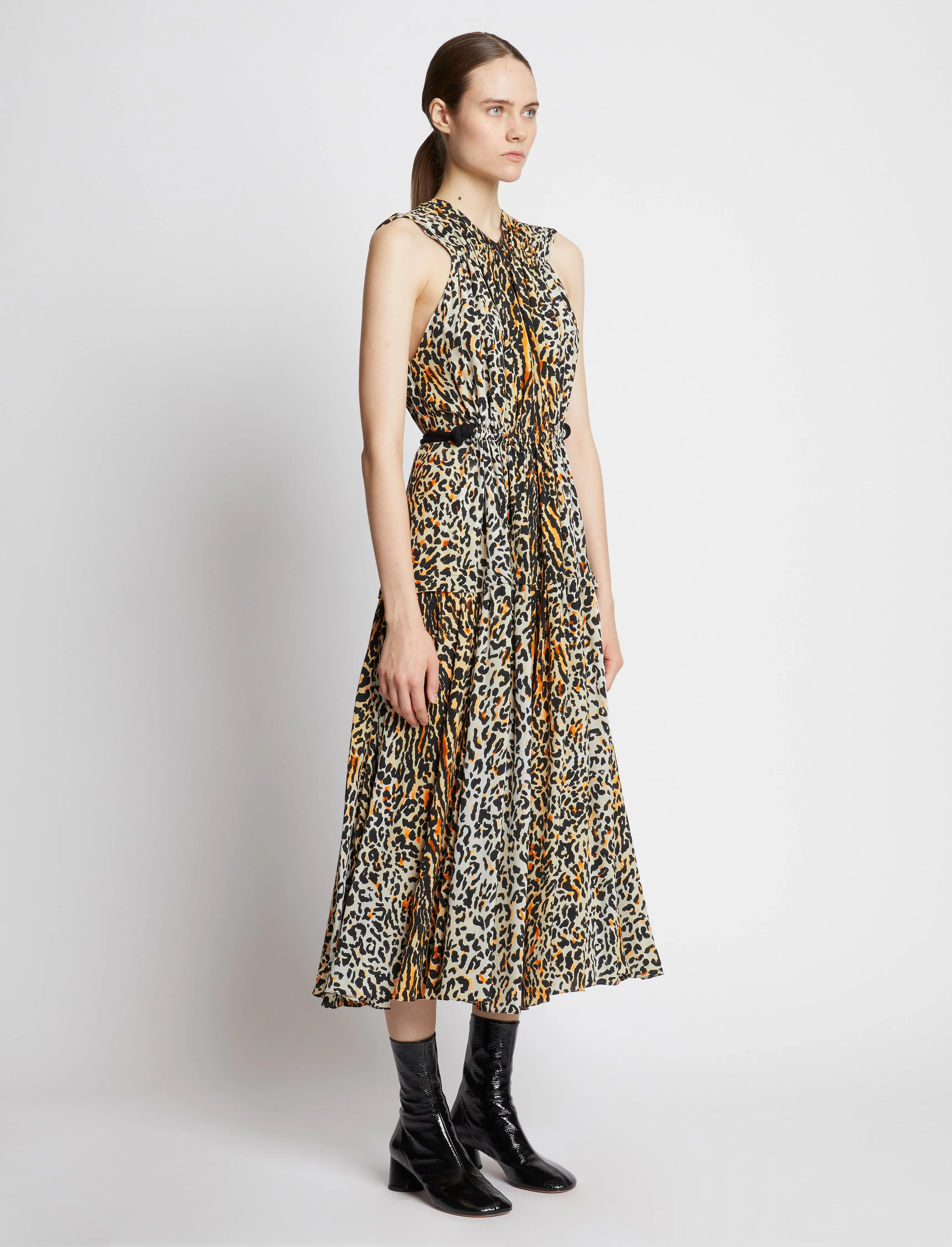 Printed Leopard Crepe De Chine Sleeveless Dress sold by Proenza Schouler product image thumbnail 3