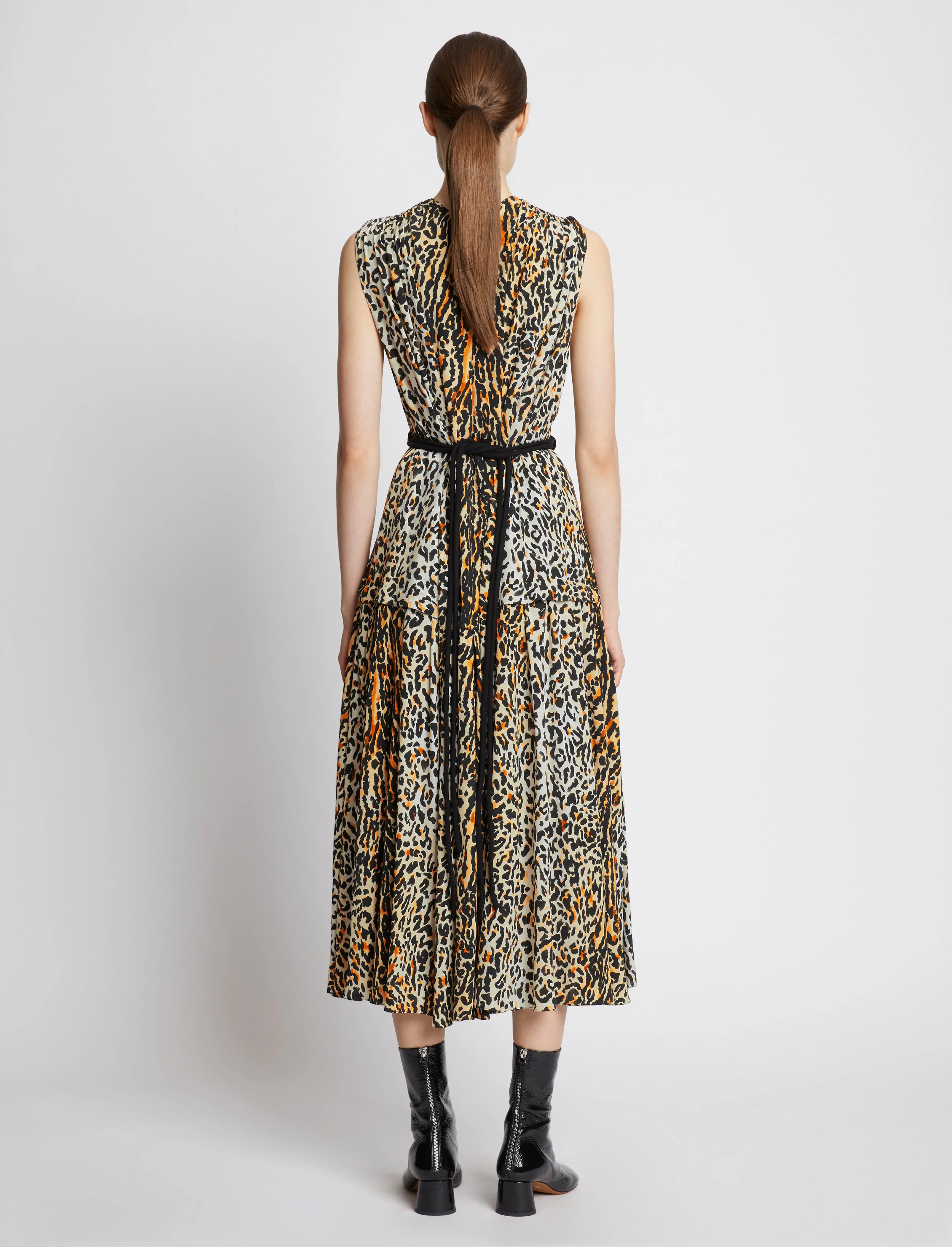Printed Leopard Crepe De Chine Sleeveless Dress sold by Proenza Schouler product image thumbnail 4