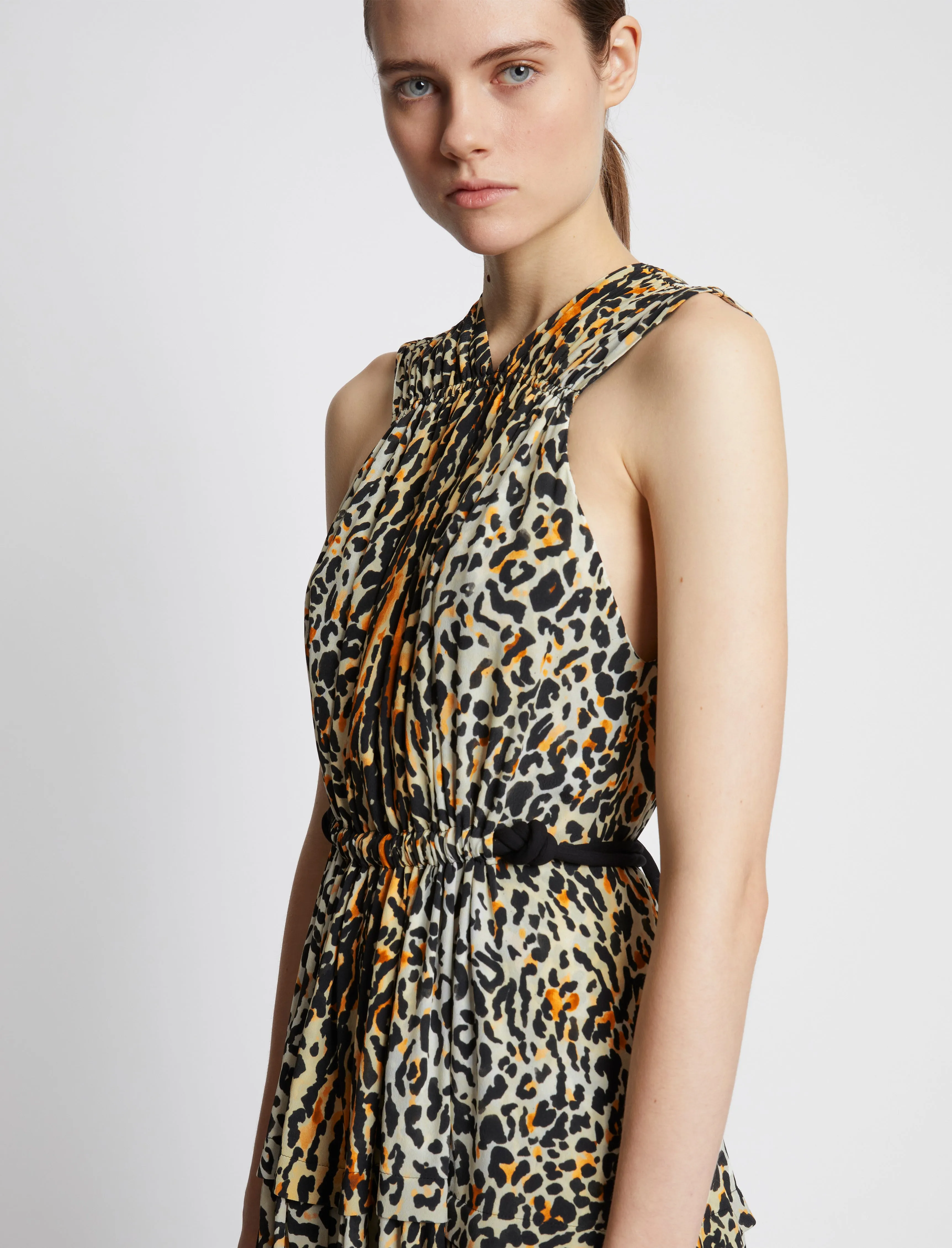Printed Leopard Crepe De Chine Sleeveless Dress sold by Proenza Schouler product image thumbnail 5