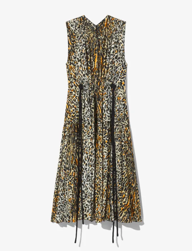 Printed Leopard Crepe De Chine Sleeveless Dress made by Proenza Schouler