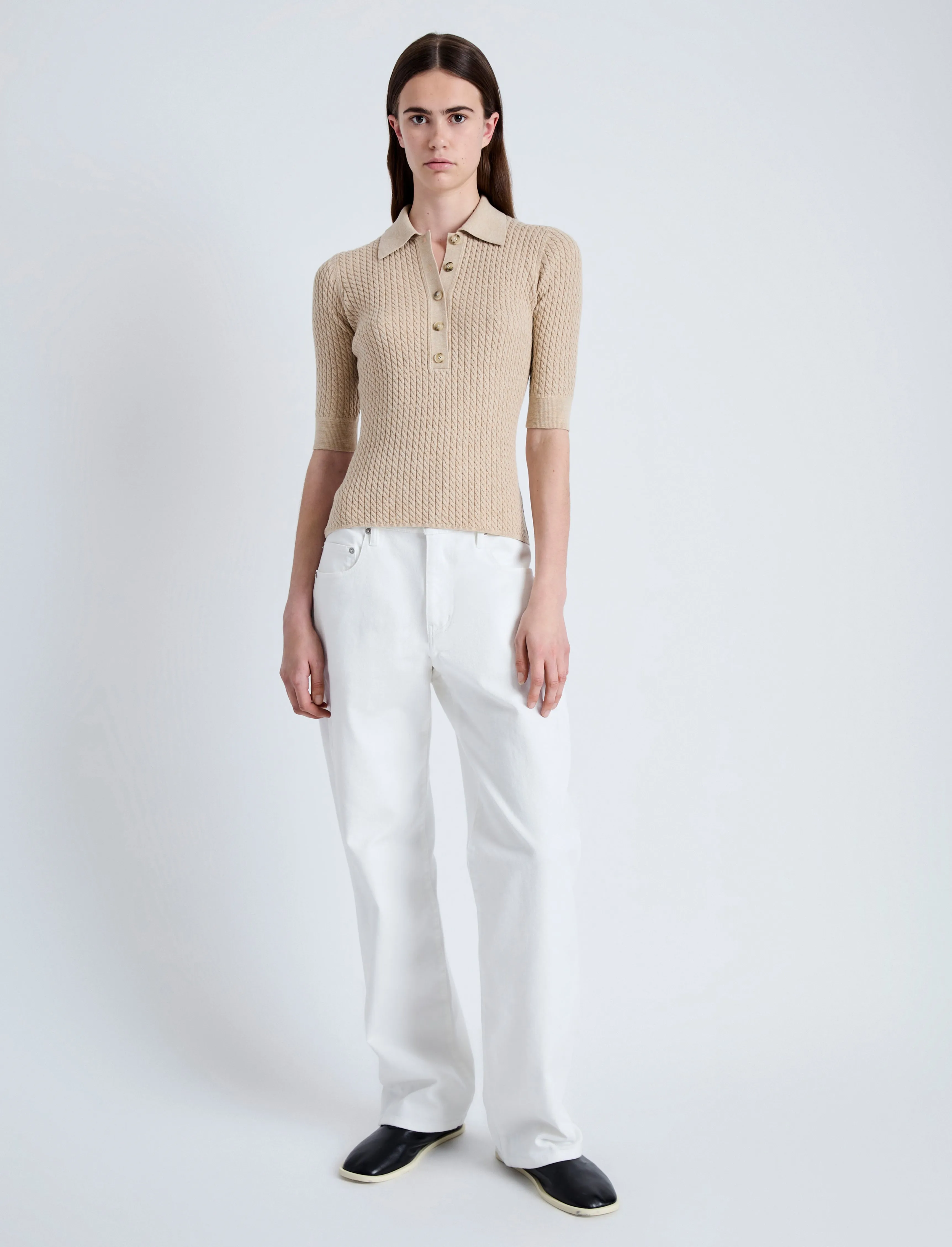 Sera Knit Polo in Micro Cable sold by Proenza Schouler product image thumbnail 3