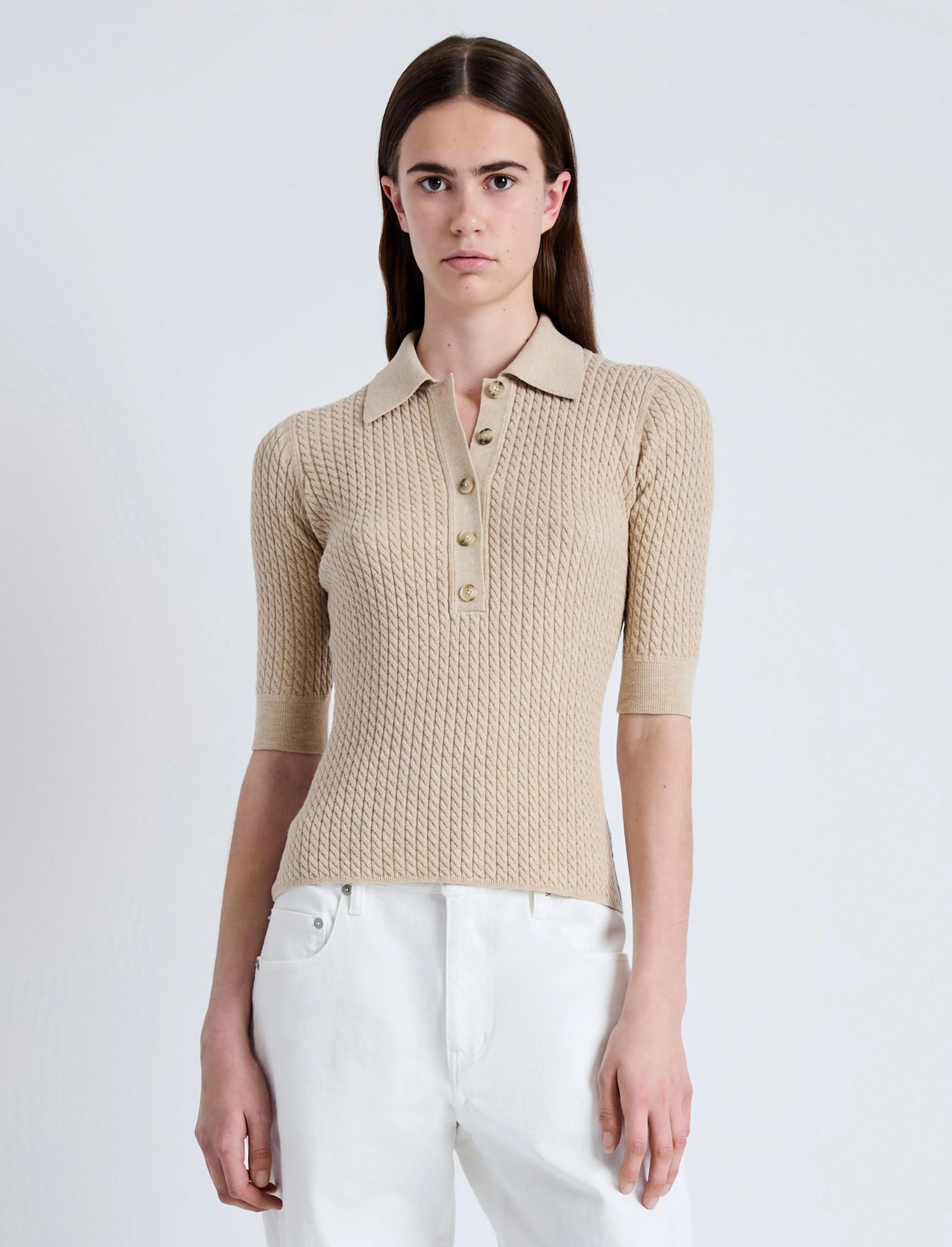 Sera Knit Polo in Micro Cable sold by Proenza Schouler product image thumbnail 2