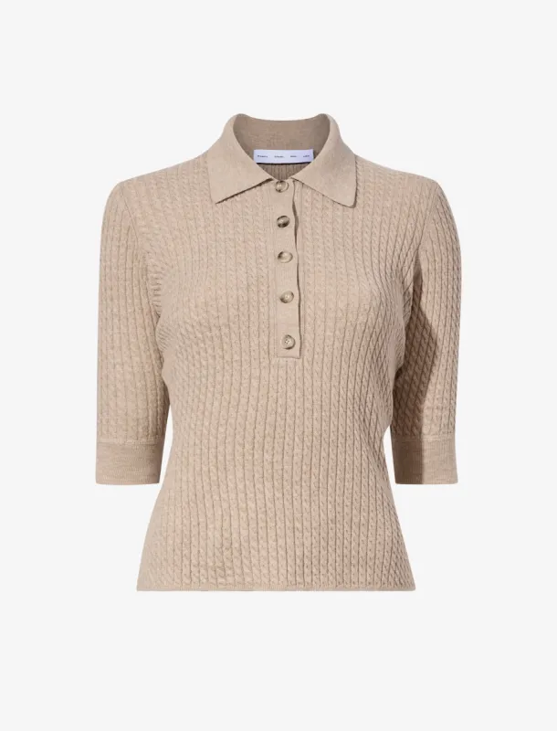 Sera Knit Polo in Micro Cable sold by Proenza Schouler