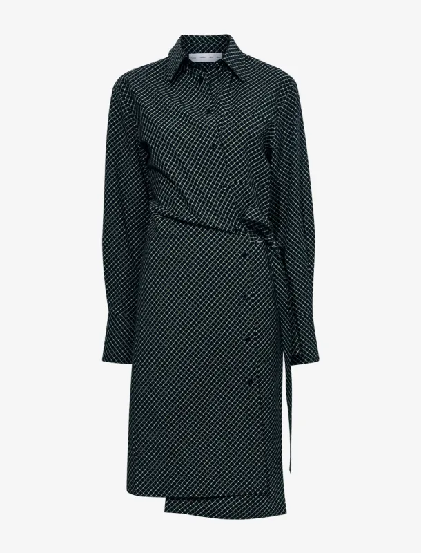 Lane Wrap Dress in Yarn Dye Shirting sold by Proenza Schouler