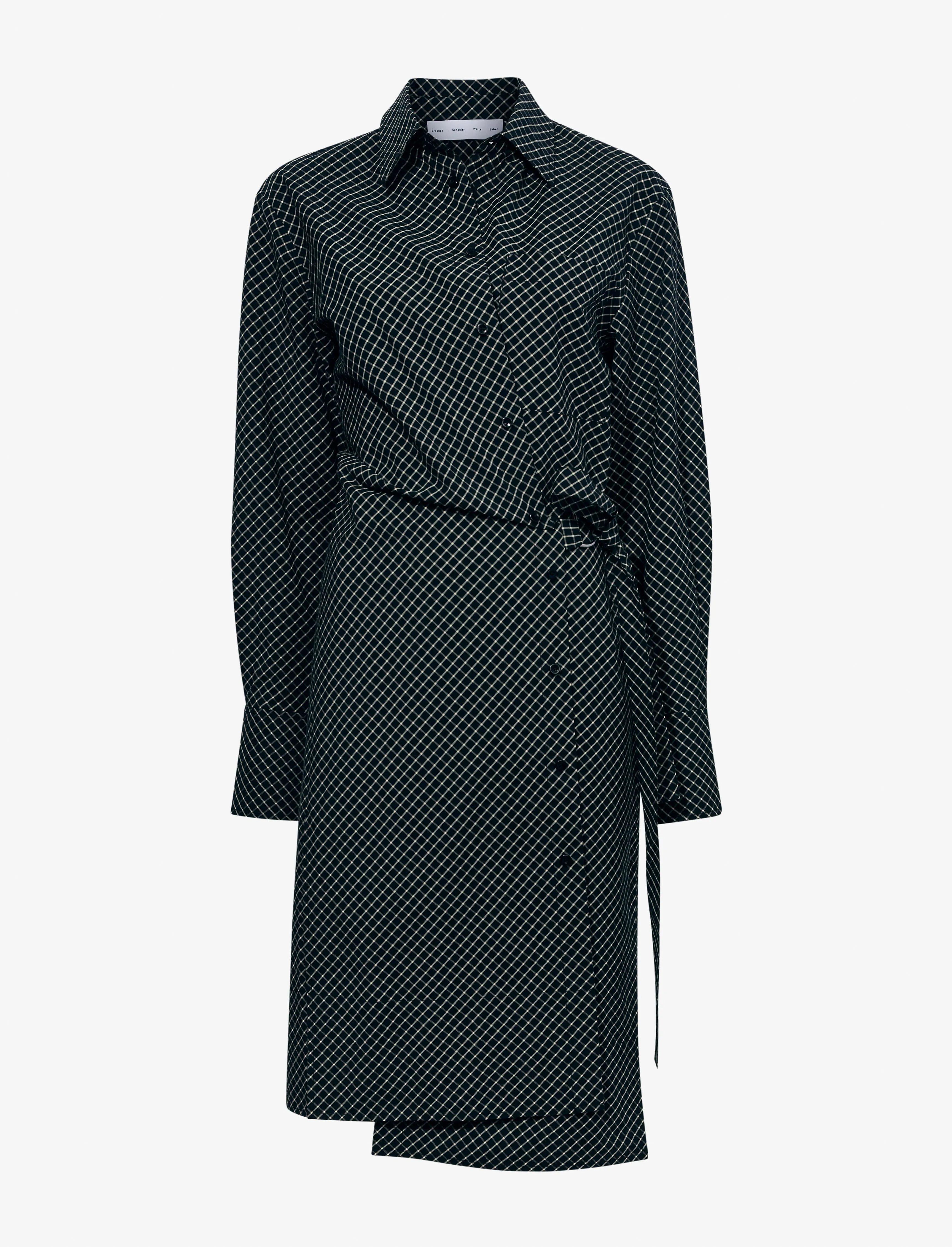 Lane Wrap Dress in Yarn Dye Shirting sold by Proenza Schouler