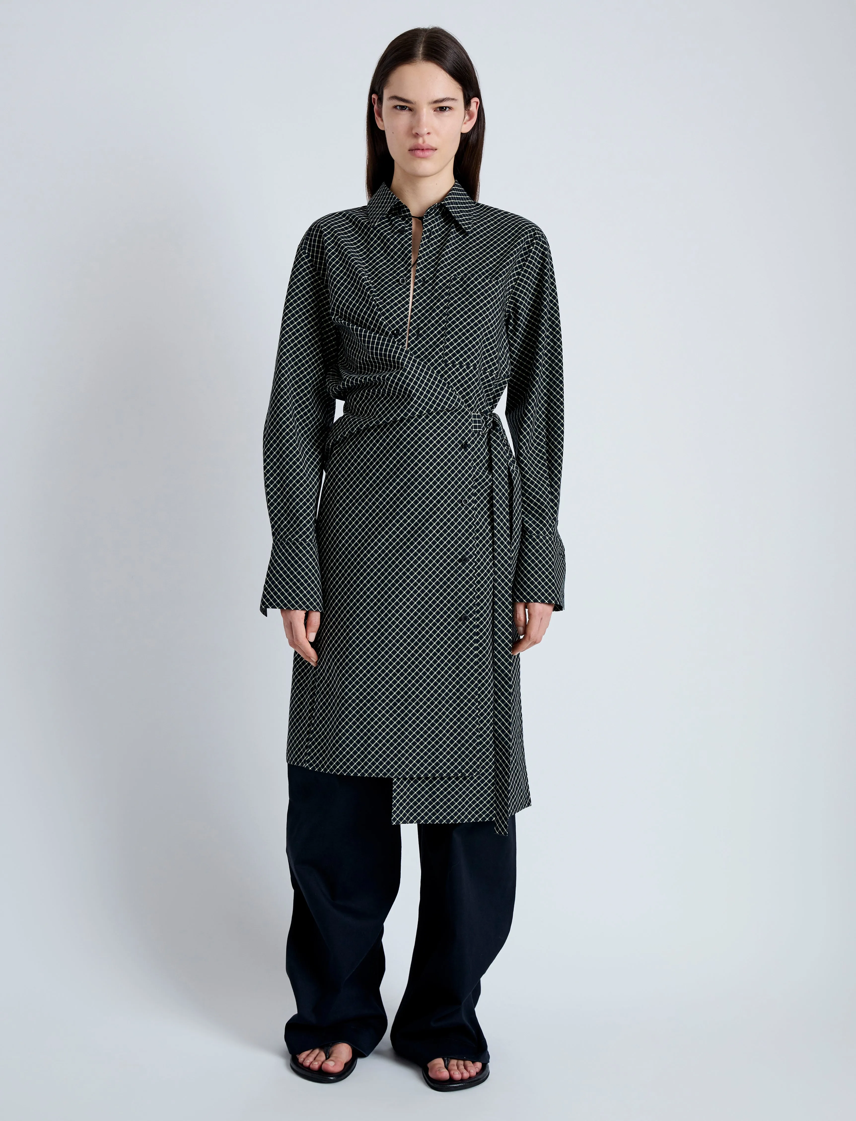 Lane Wrap Dress in Yarn Dye Shirting sold by Proenza Schouler product image thumbnail 2