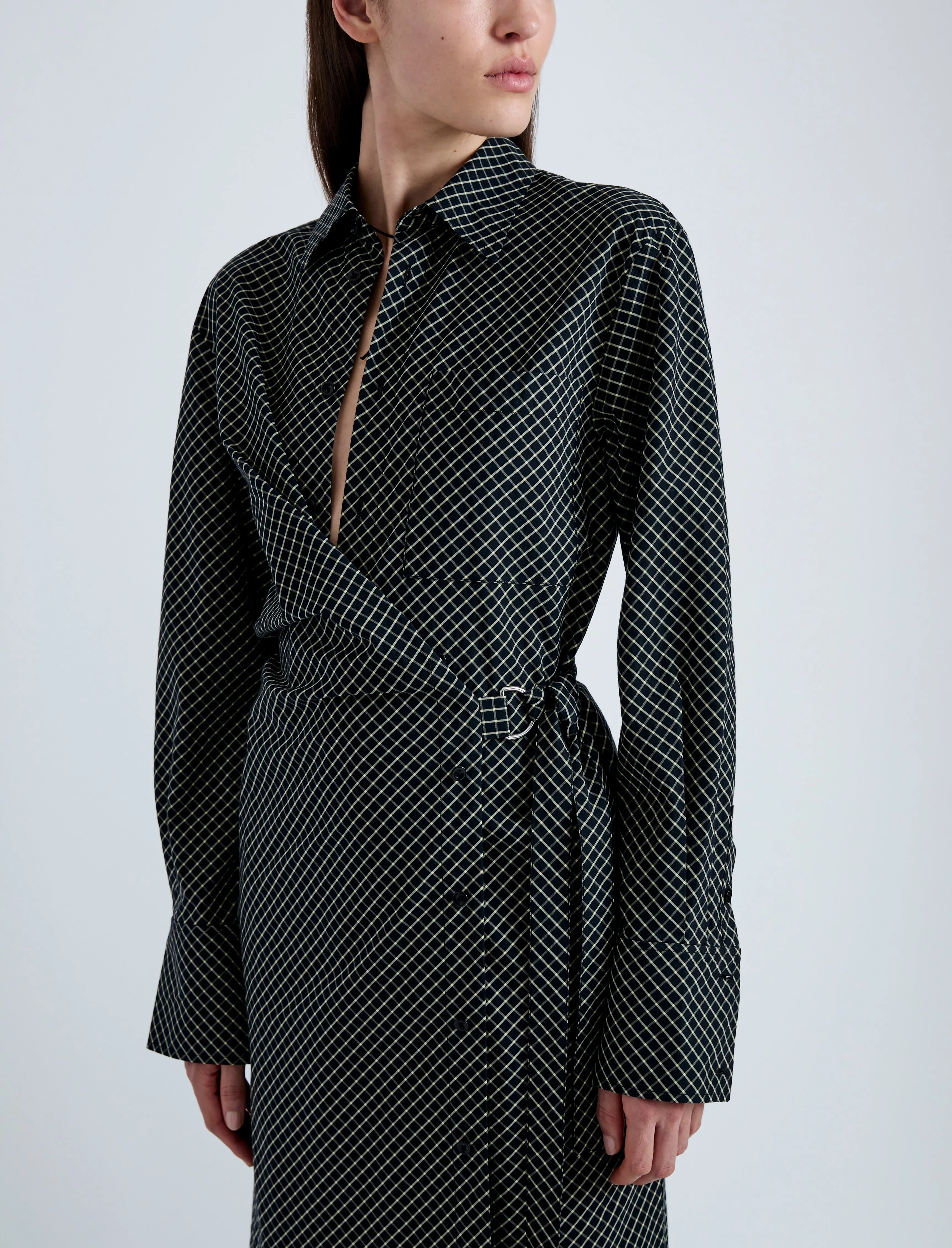 Lane Wrap Dress in Yarn Dye Shirting sold by Proenza Schouler product image thumbnail 5