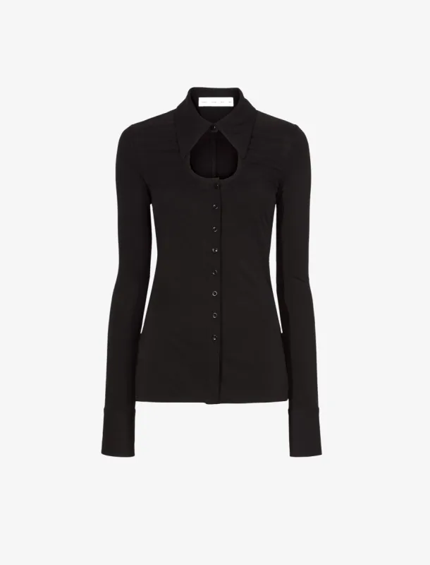 Long Sleeve Jersey Keyhole Top made by Proenza Schouler