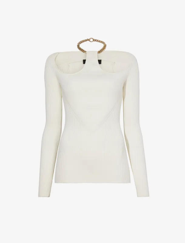 Chain Detail Viscose Knit Sweater sold by Proenza Schouler
