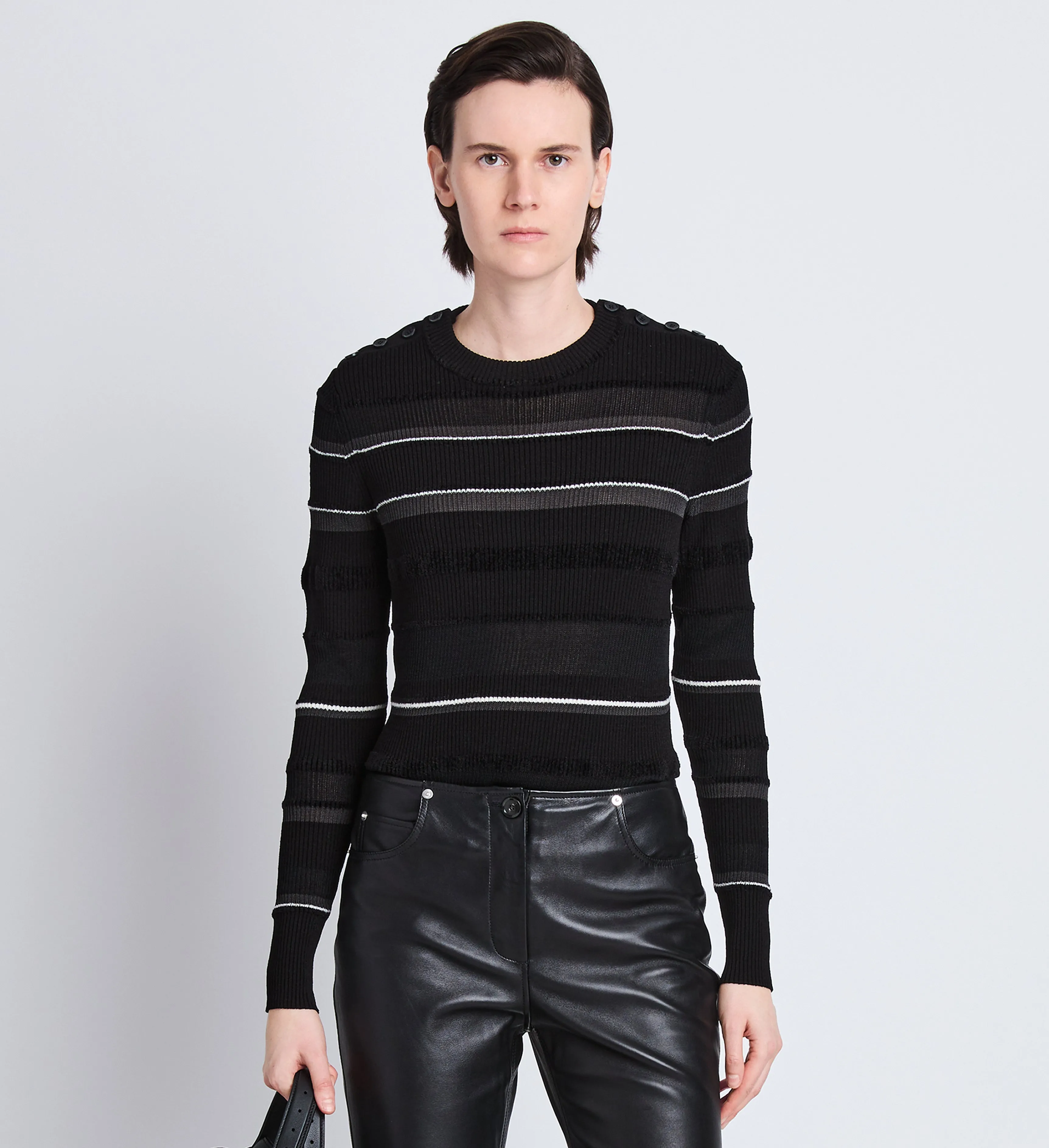 Judy Sweater in Textured Striped Knit sold by Proenza Schouler product image thumbnail 2