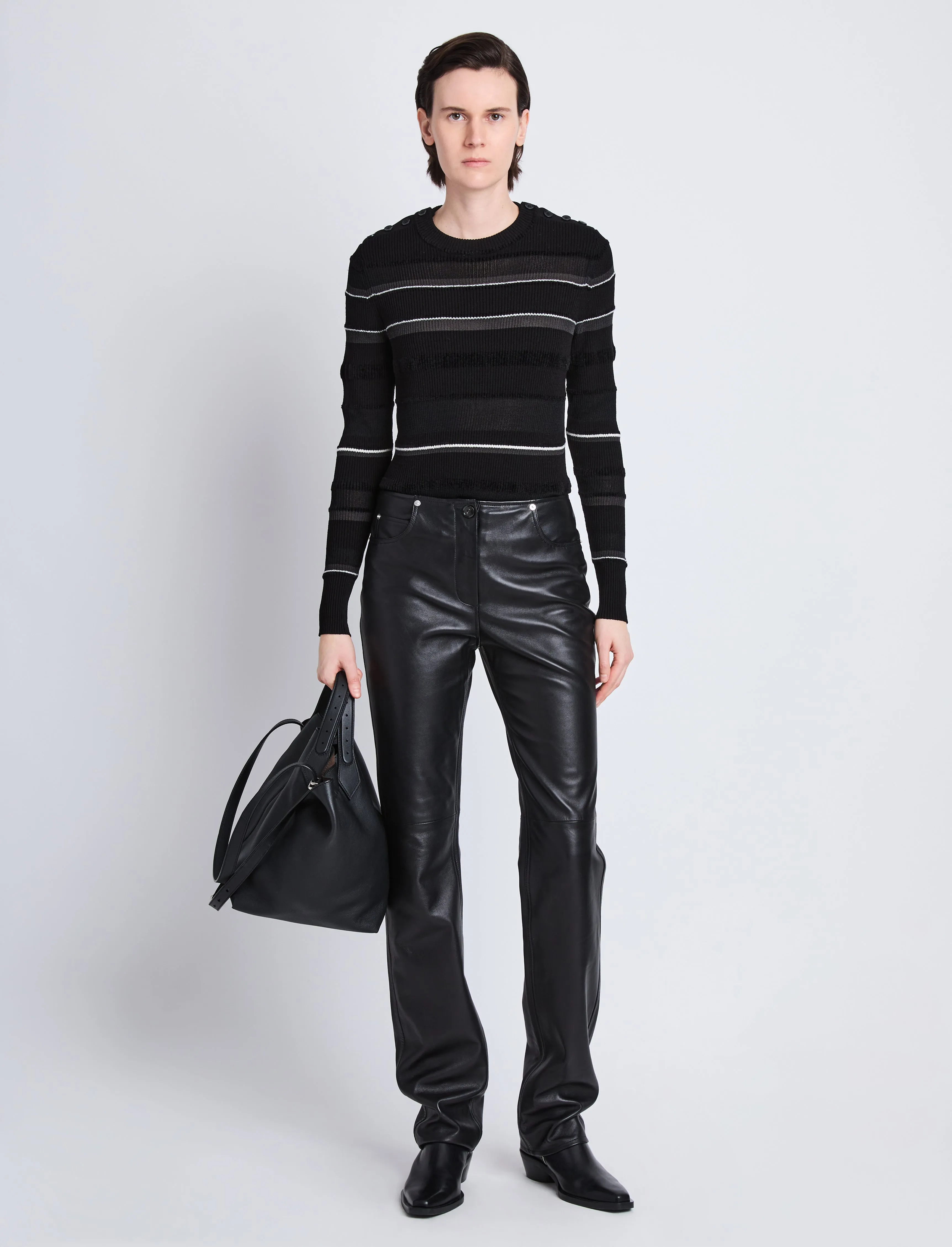 Judy Sweater in Textured Striped Knit sold by Proenza Schouler product image thumbnail 3