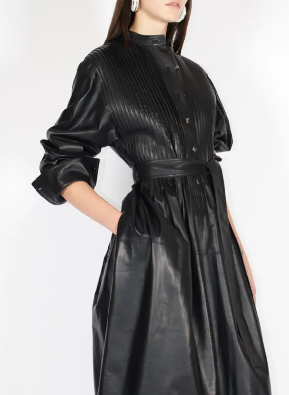 Pintuck Leather Dress - BLACK made by Proenza Schouler