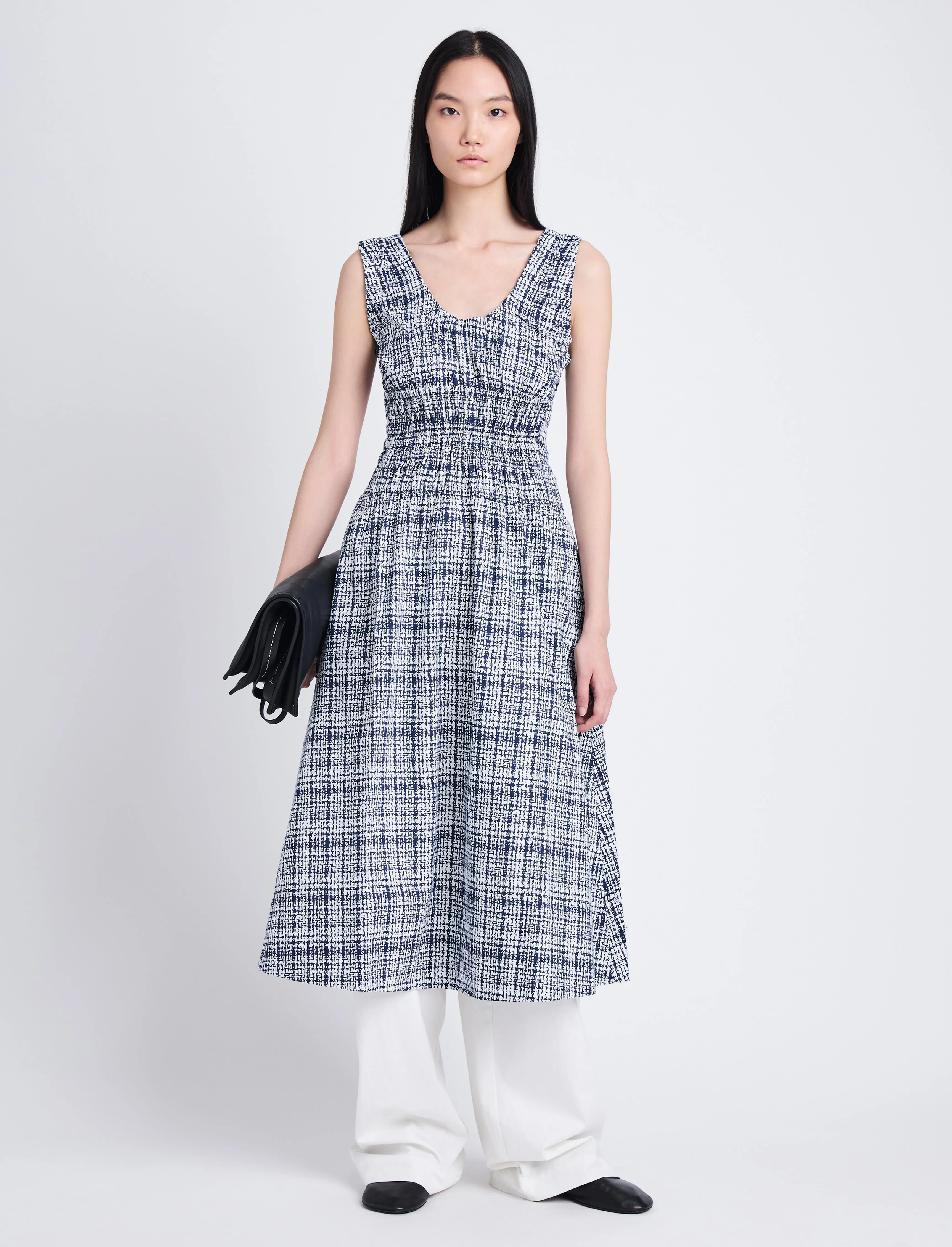 Penny Dress in Grid Poplin sold by Proenza Schouler product image thumbnail 3