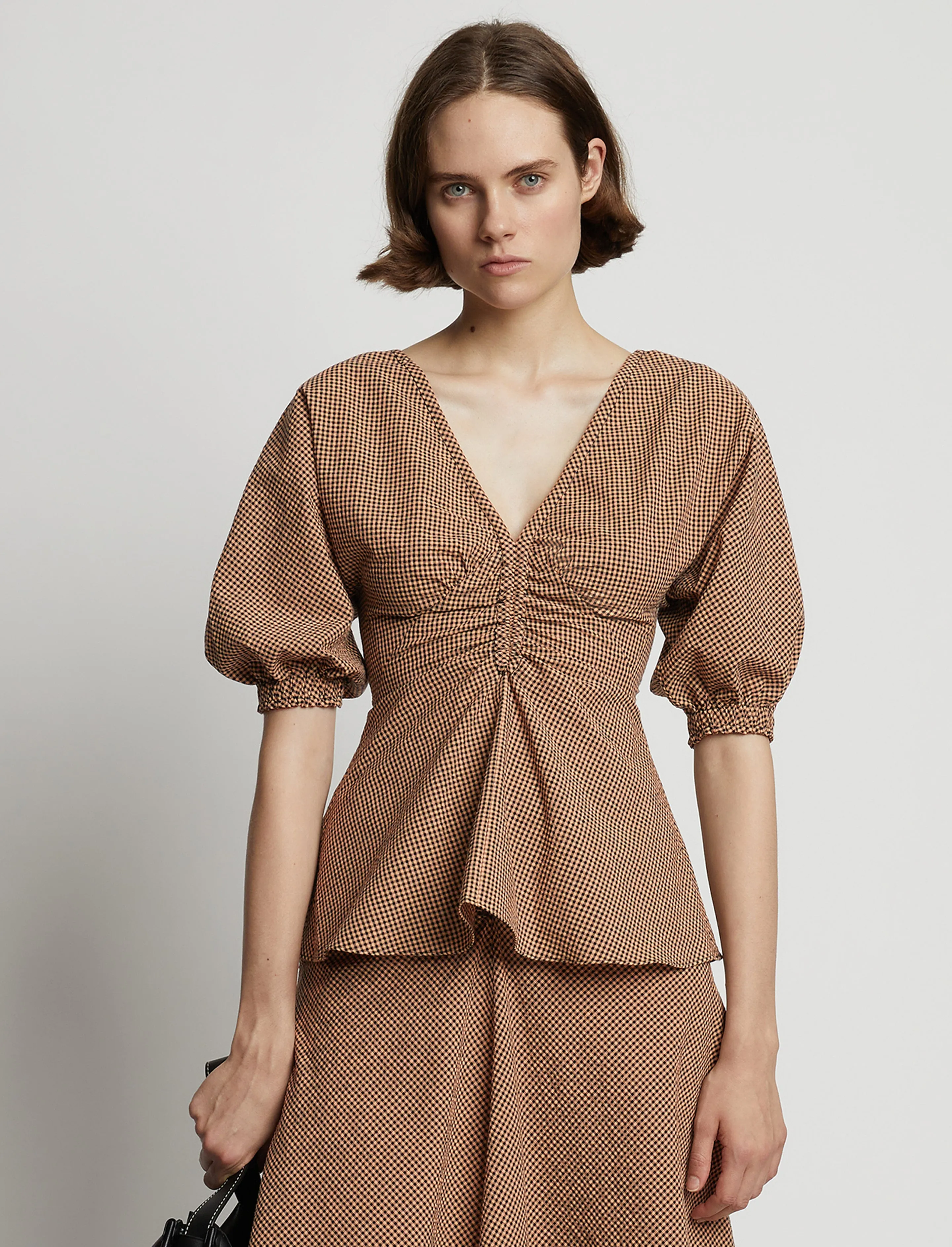 Gingham Long Sleeve Peplum Top sold by Proenza Schouler product image thumbnail 2