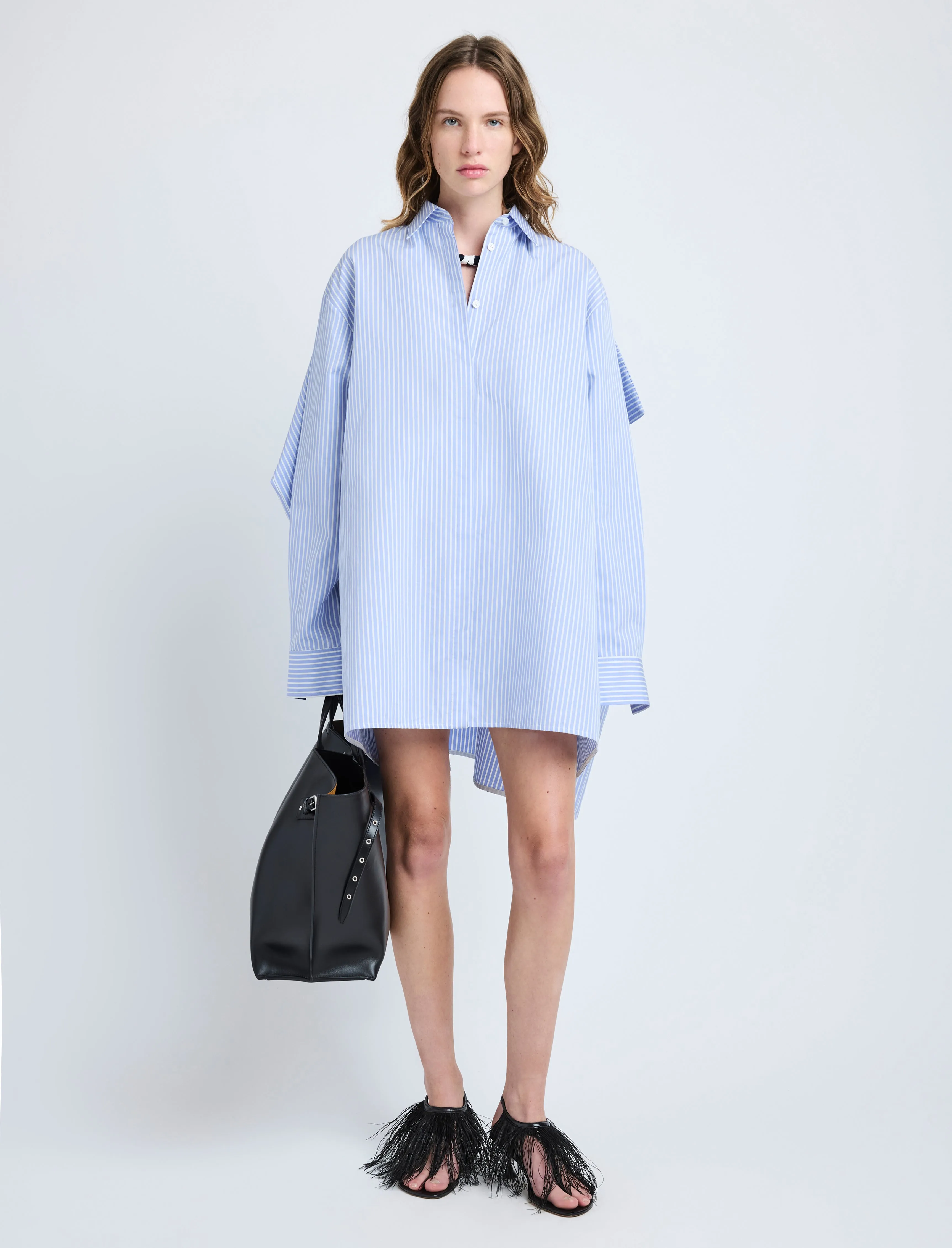 Isla Dress in Stripe Cotton Silk Poplin sold by Proenza Schouler product image thumbnail 2