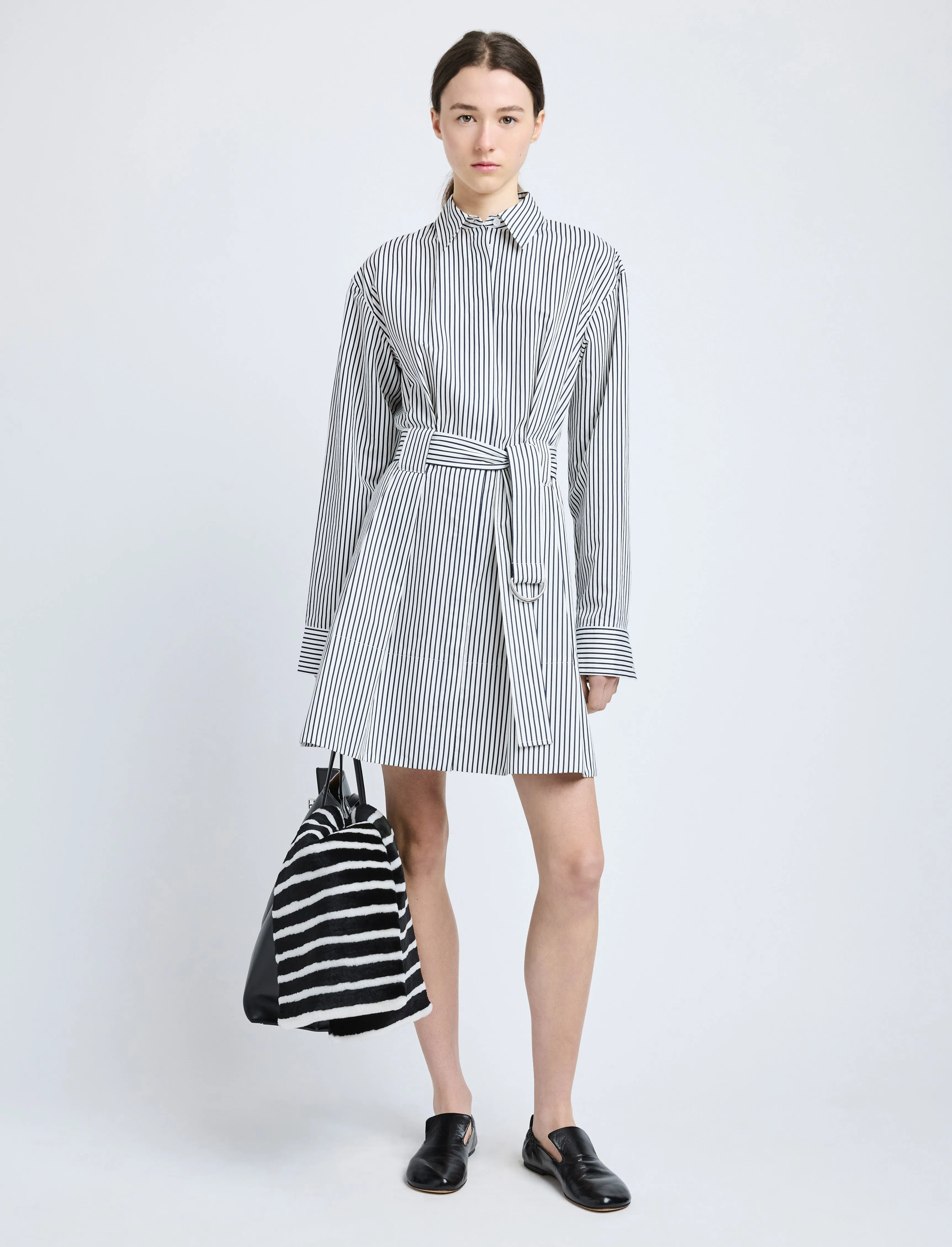 Viola Dress in Stripe Cotton Silk Poplin sold by Proenza Schouler product image thumbnail 2