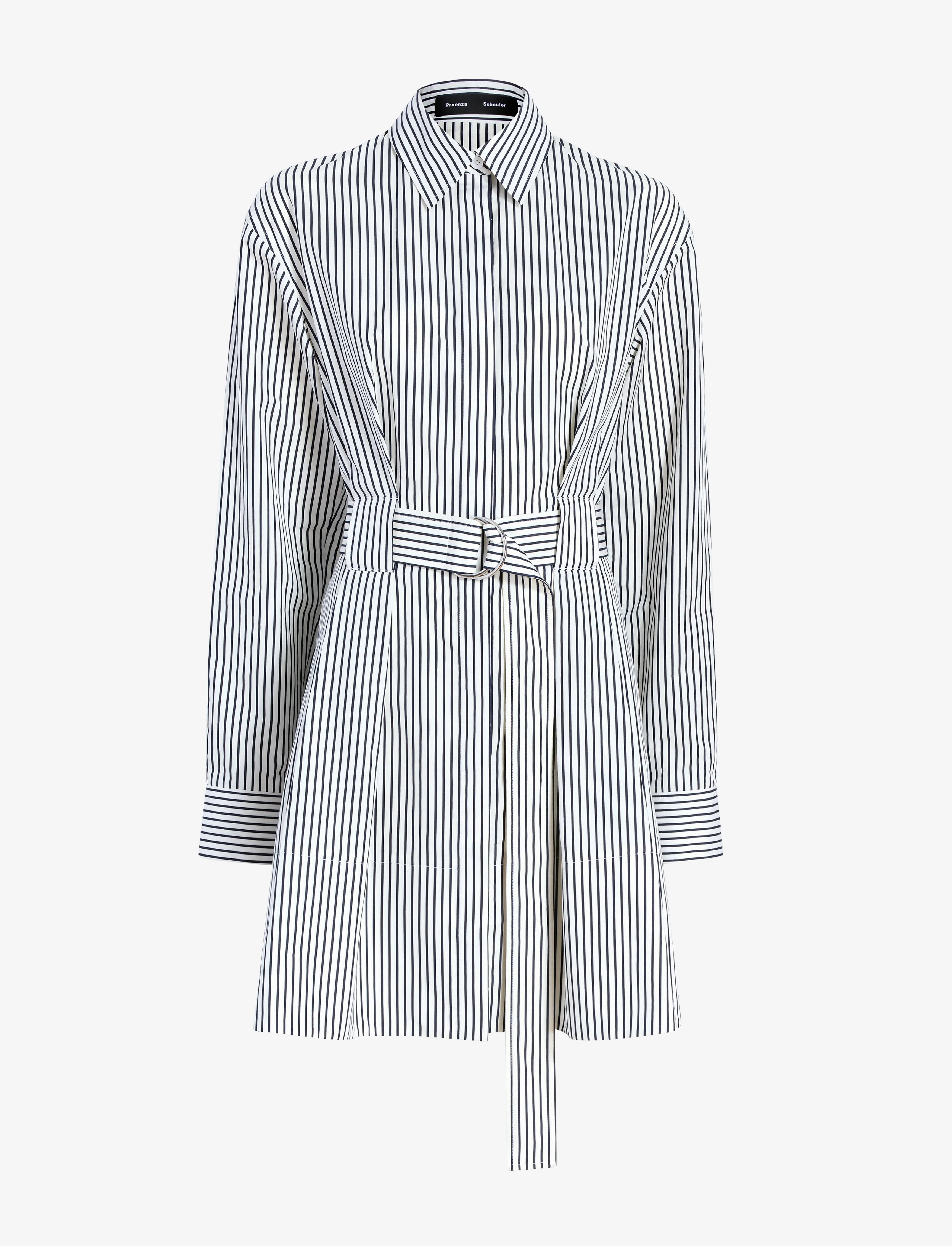 Viola Dress in Stripe Cotton Silk Poplin sold by Proenza Schouler