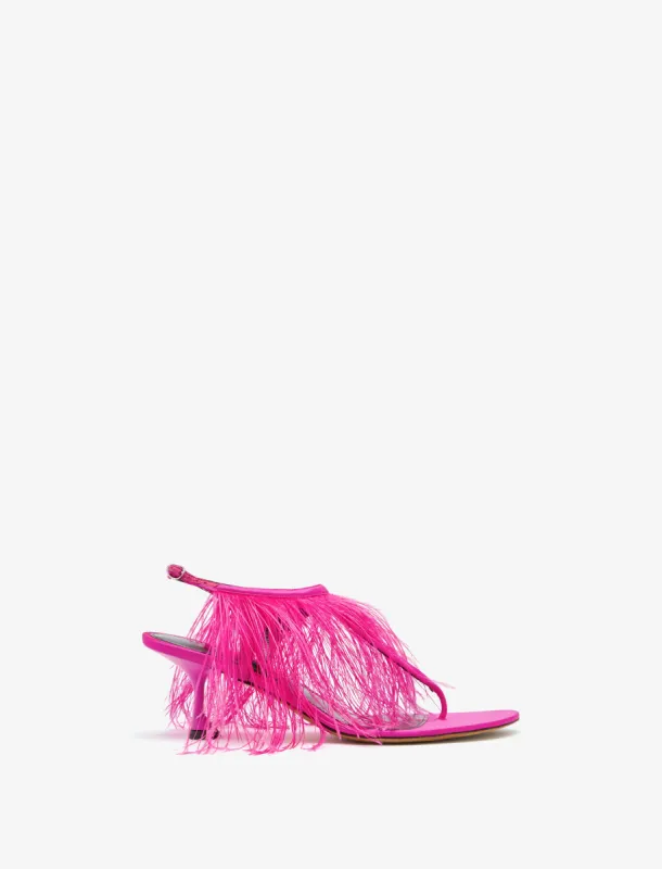 Tee Thong Feather Sandals in Satin made by Proenza Schouler