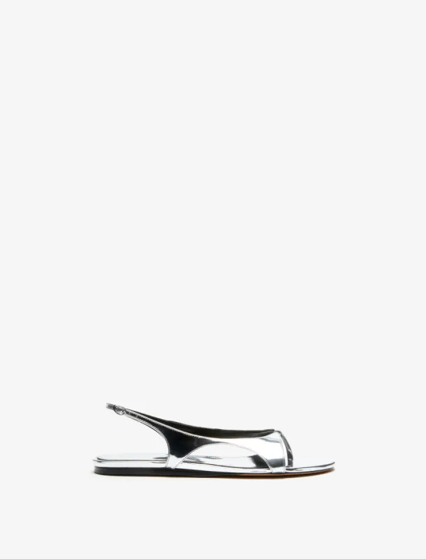 Slash Flat Thong Sandals in Mirrored Metallic made by Proenza Schouler
