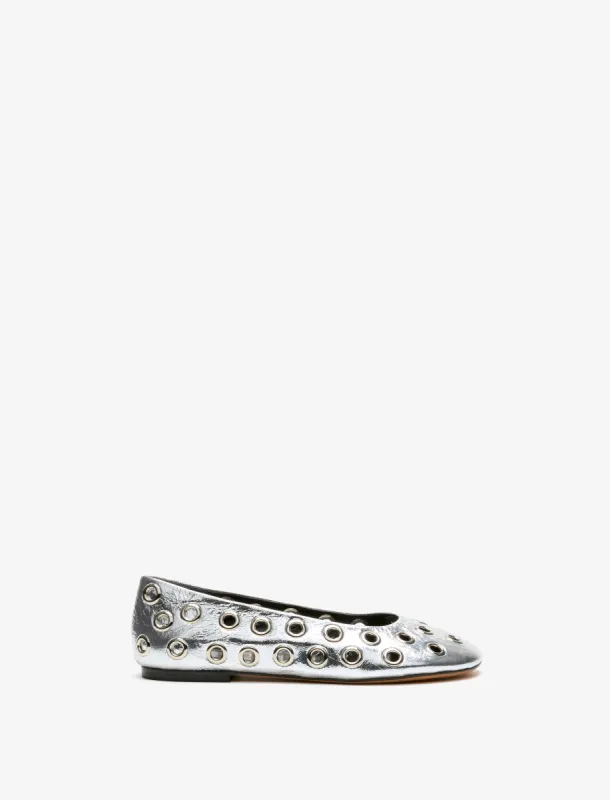 Glove Grommet Flats in Crinkled Metallic sold by Proenza Schouler