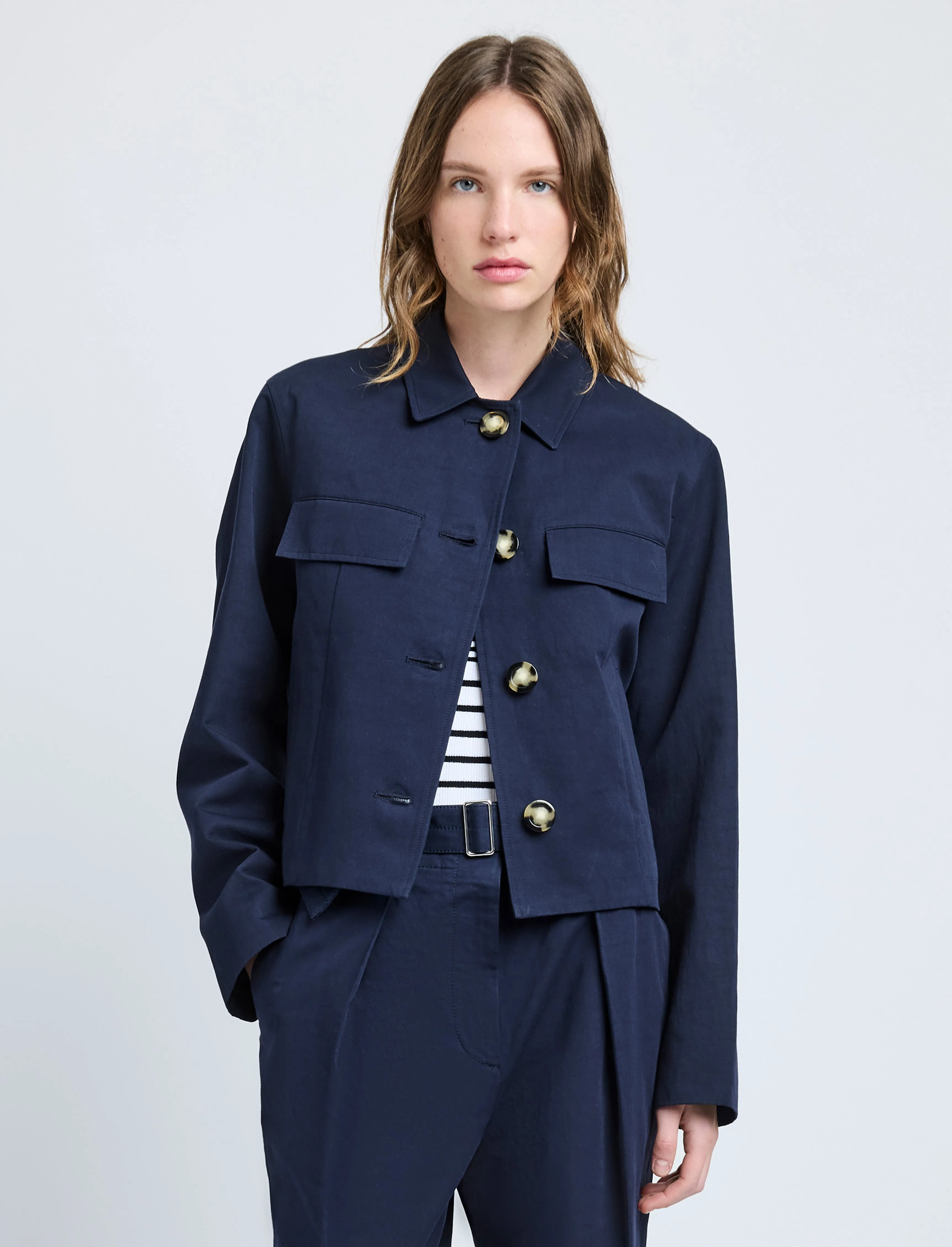 Thelma Jacket in Cotton Linen Suiting sold by Proenza Schouler product image thumbnail 2