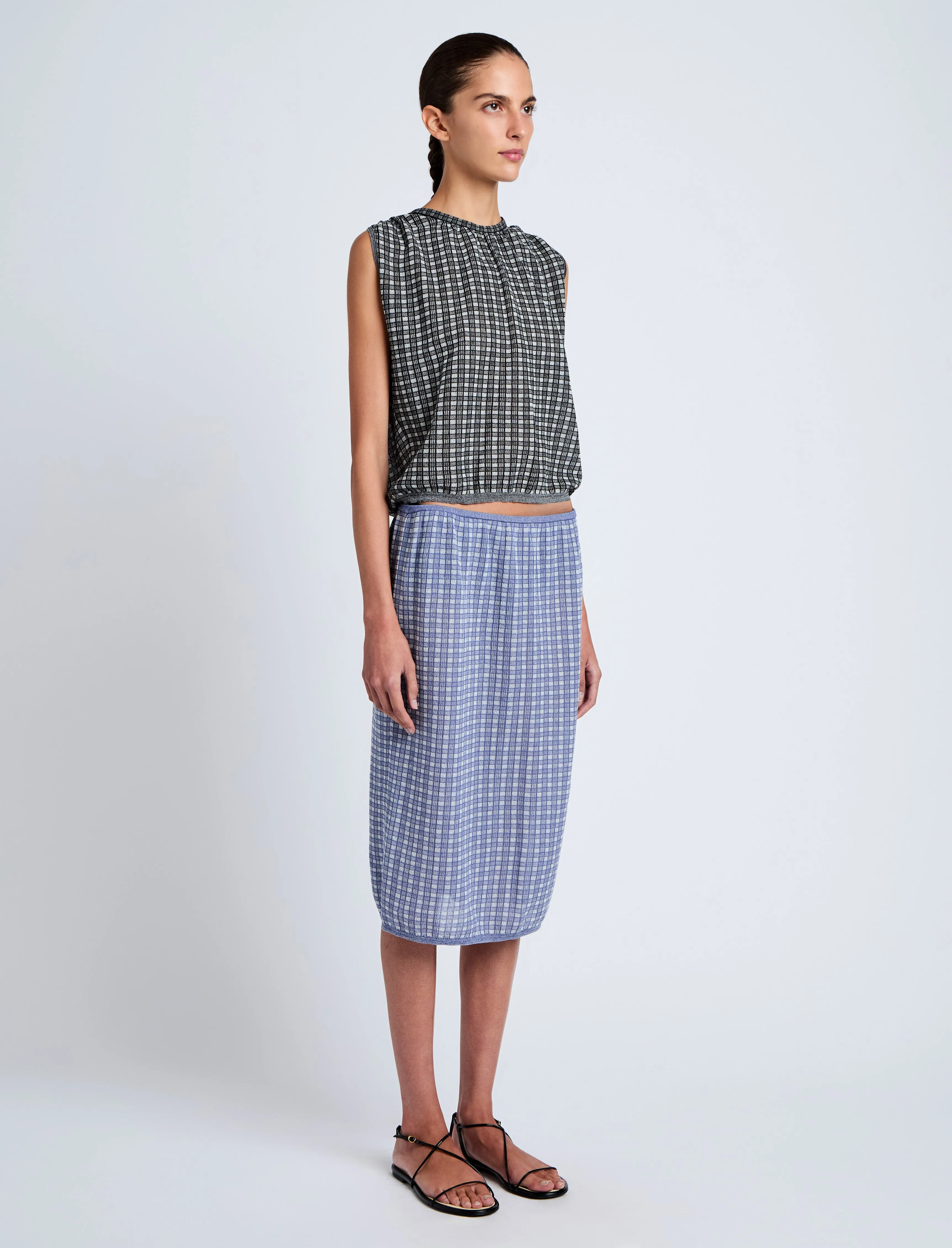 Bradley Crewneck in Plaid Knit sold by Proenza Schouler product image thumbnail 4
