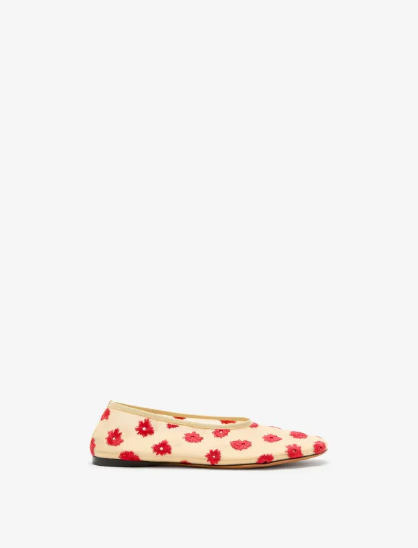 Tee Embroidered Slippers in Stretch Mesh sold by Proenza Schouler