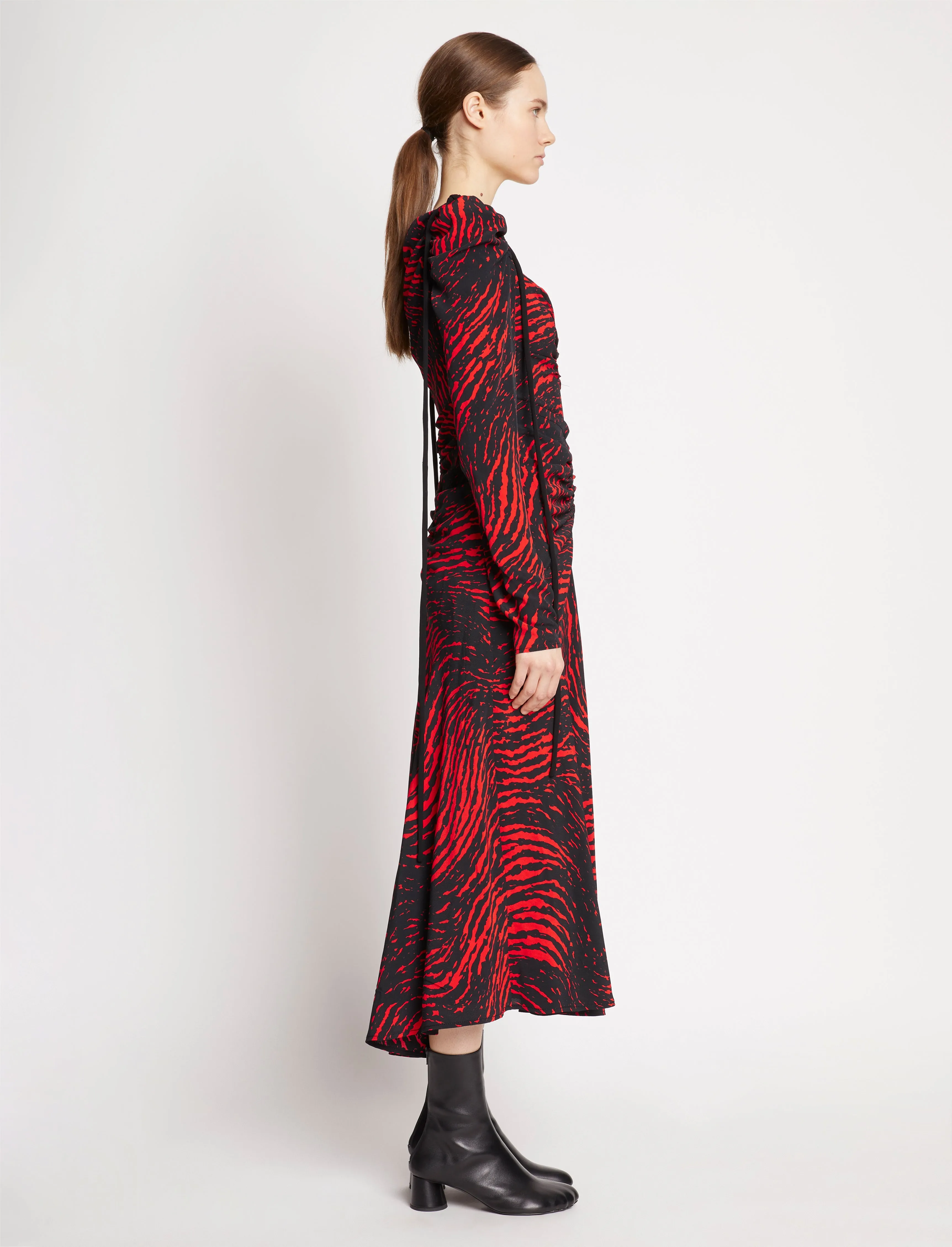 Painted Spiral Crepe De Chine Cinched Dress - RED MULTI sold by Proenza Schouler product image thumbnail 3
