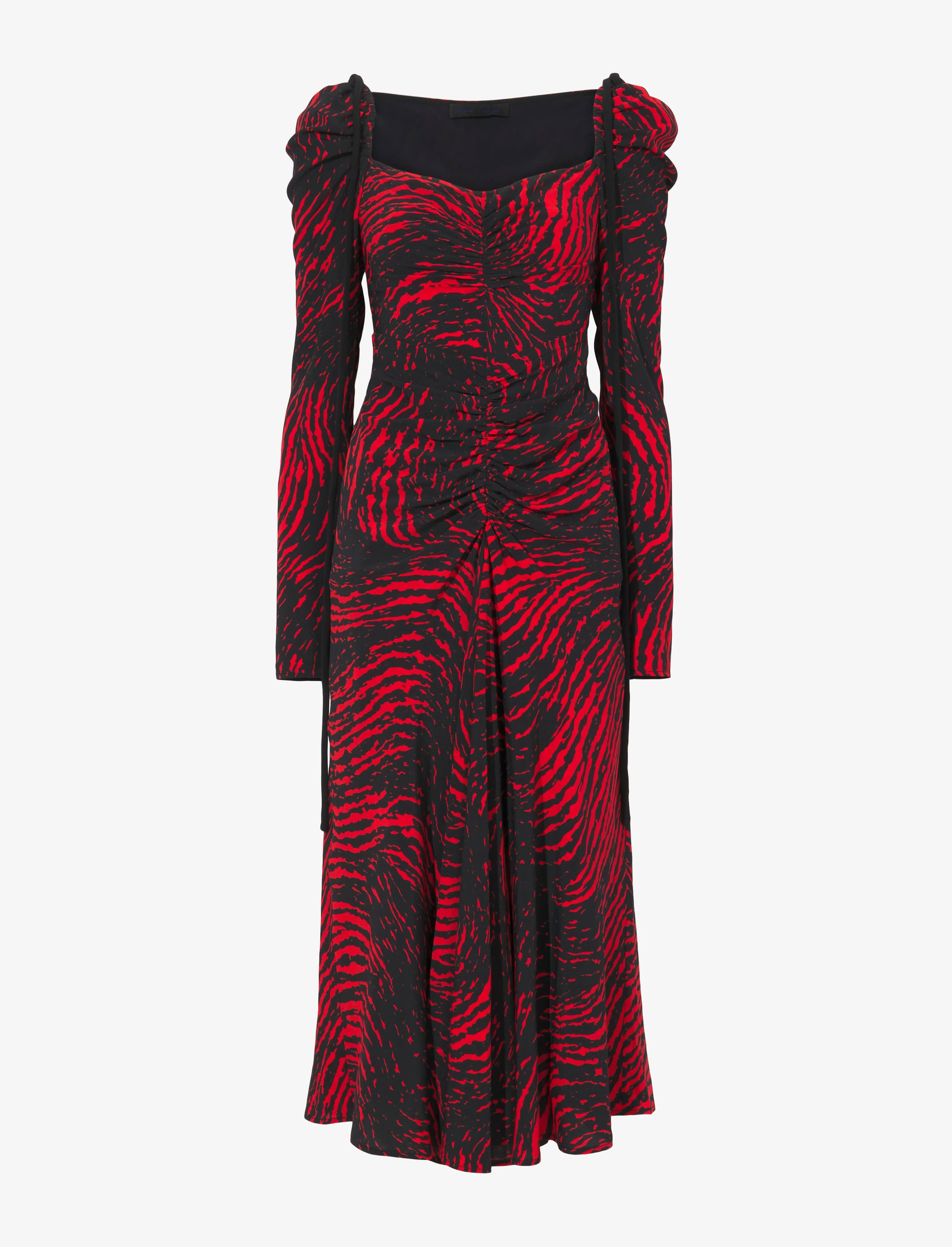 Painted Spiral Crepe De Chine Cinched Dress - RED MULTI sold by Proenza Schouler