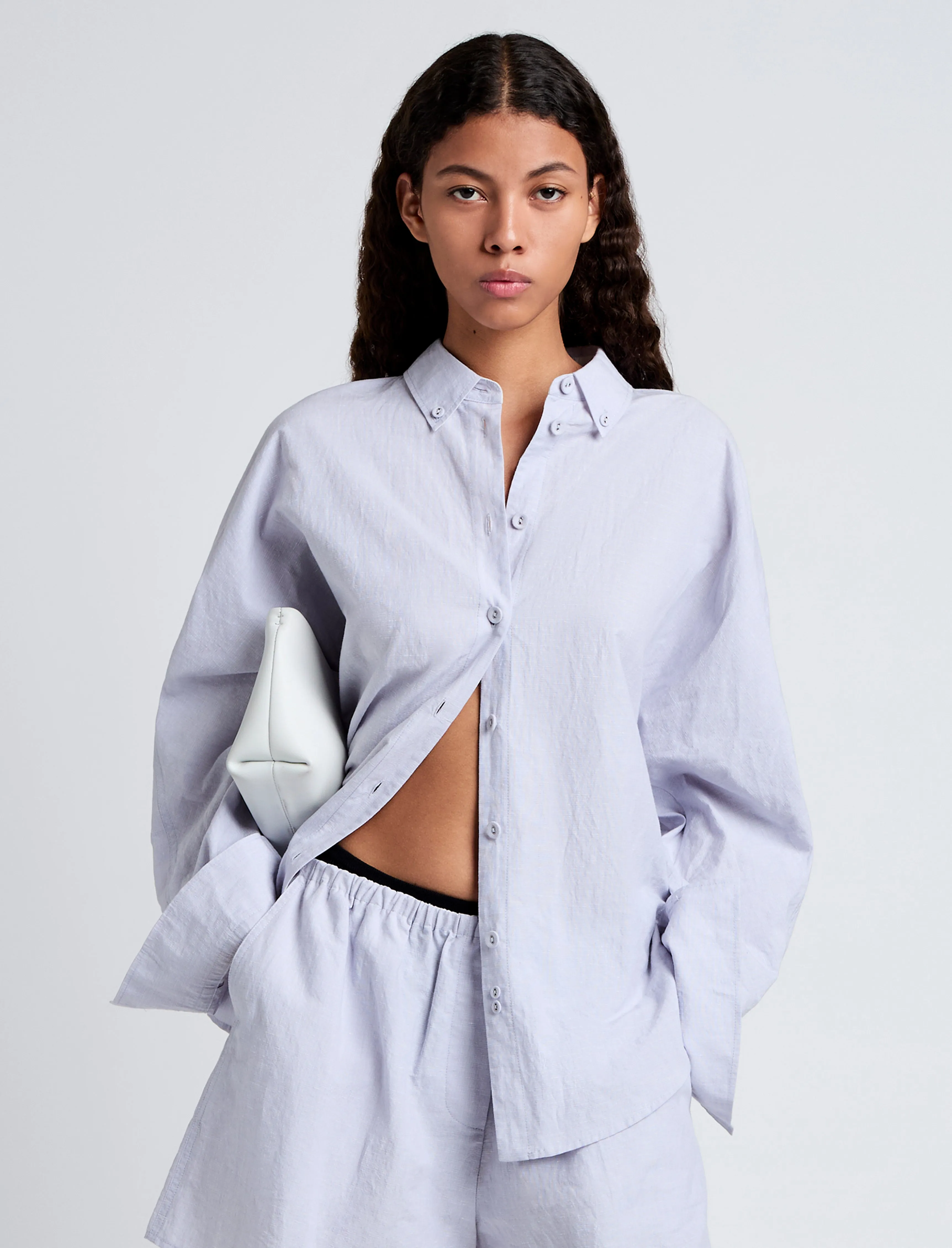 Caroline Shirt in Linen Shirting sold by Proenza Schouler product image thumbnail 2