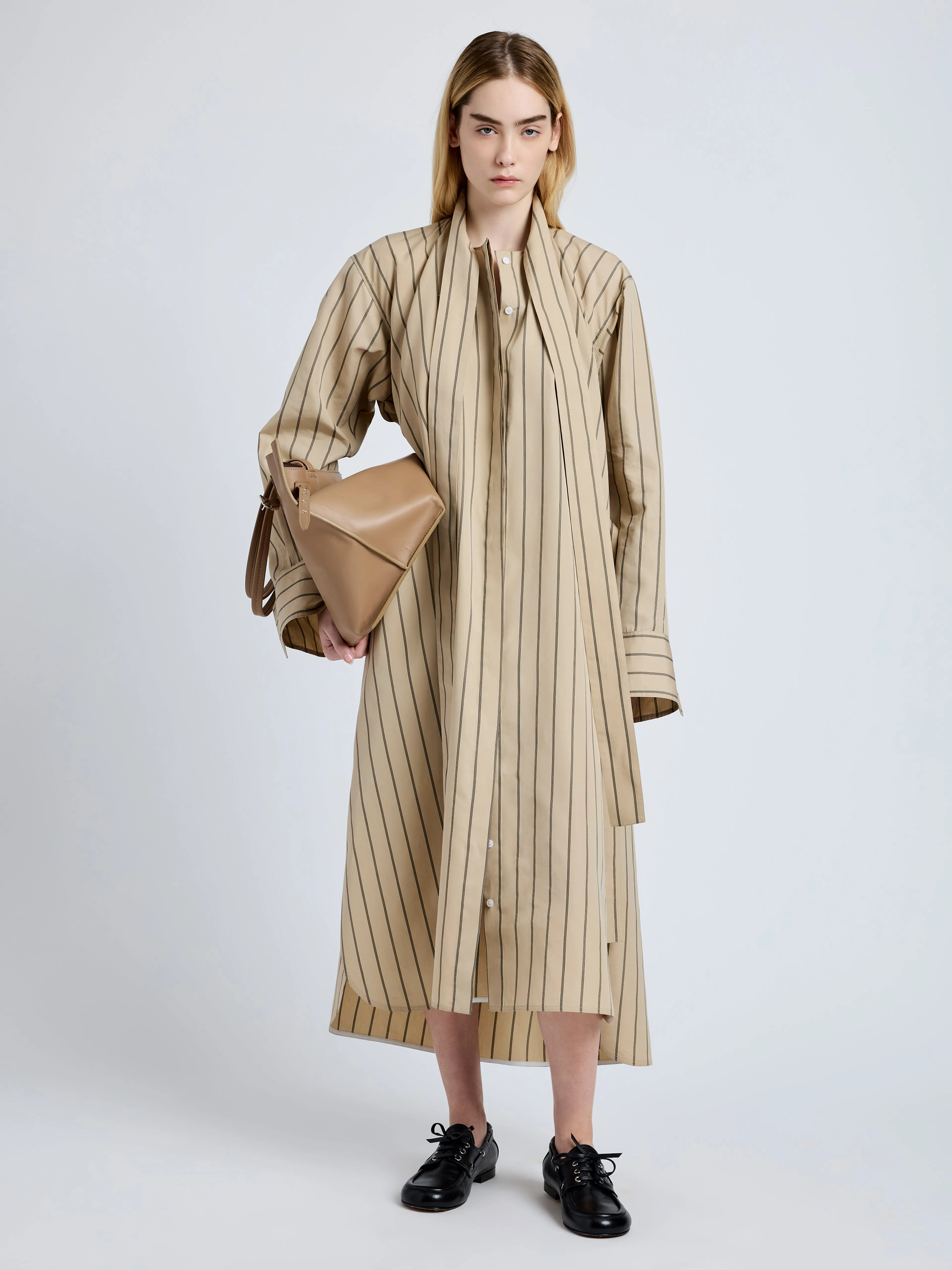 Phillipa Dress in Stripe Cotton Silk Poplin sold by Proenza Schouler product image thumbnail 2