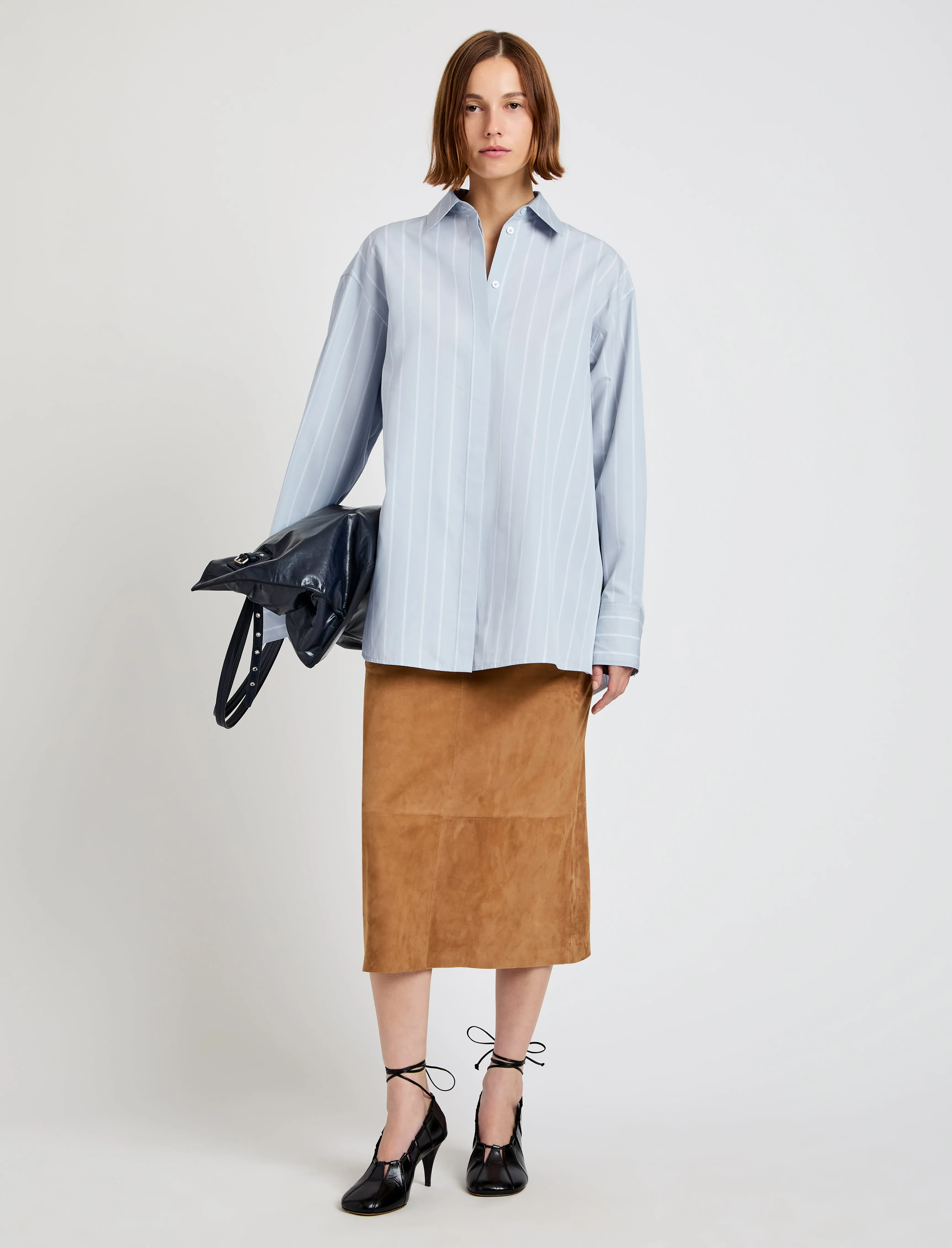Addy Top in Stripe Cotton Silk Poplin sold by Proenza Schouler product image thumbnail 3