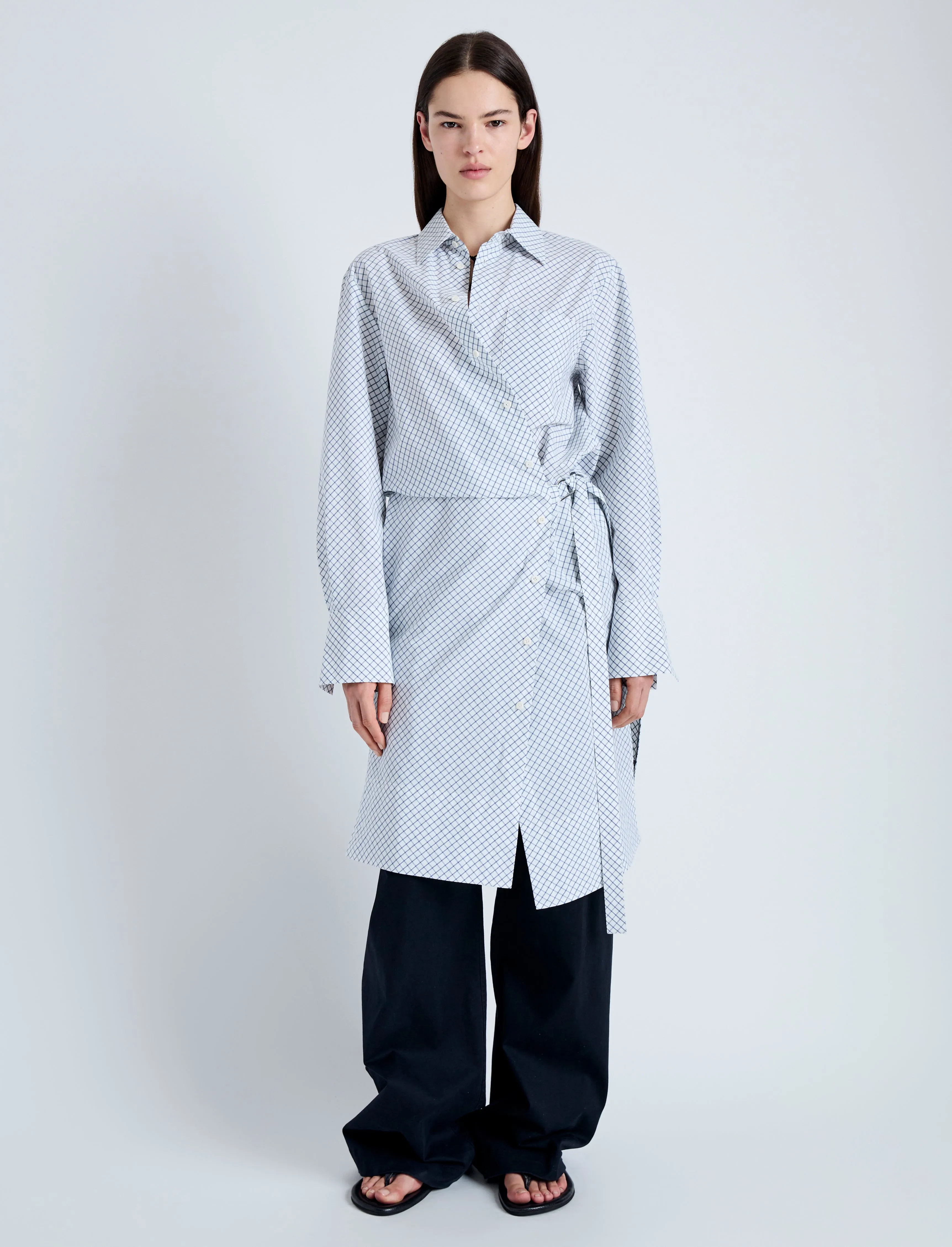 Lane Wrap Dress in Yarn Dye Shirting sold by Proenza Schouler product image thumbnail 2