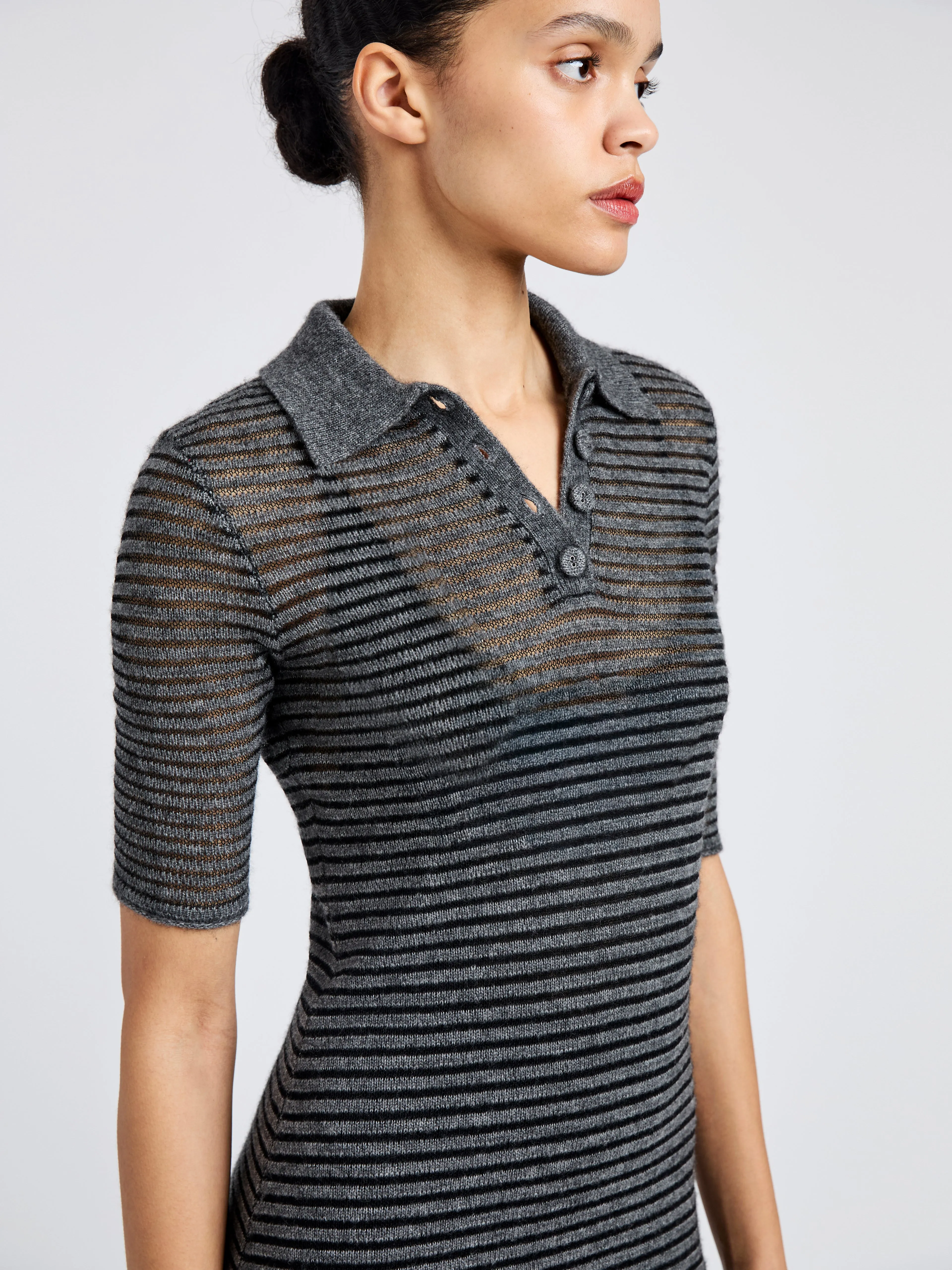 Meline Dress in Cashmere Silk Stripe sold by Proenza Schouler product image thumbnail 5