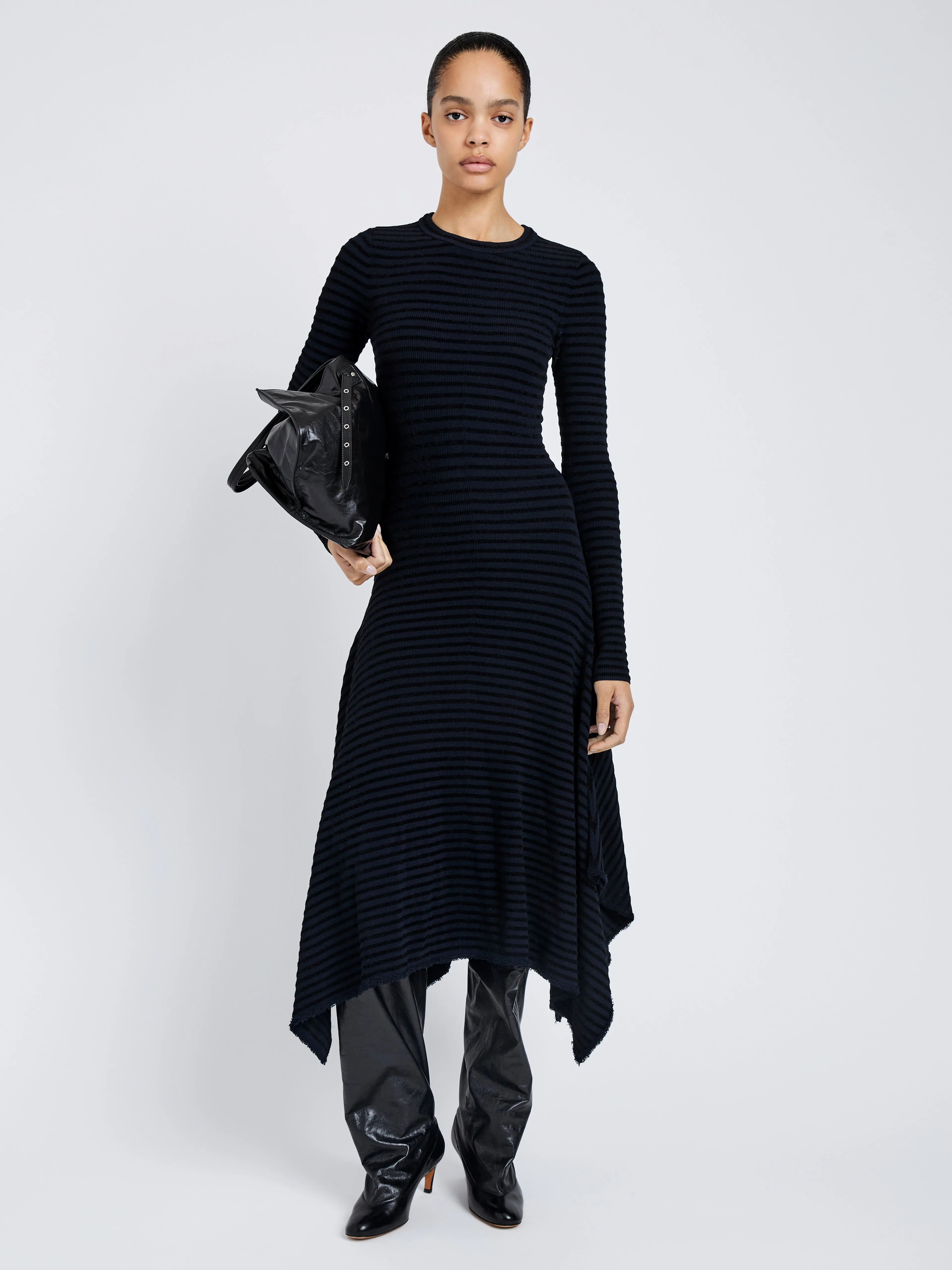 Didi Dress in Matte Viscose Velvet Stripe sold by Proenza Schouler product image thumbnail 2