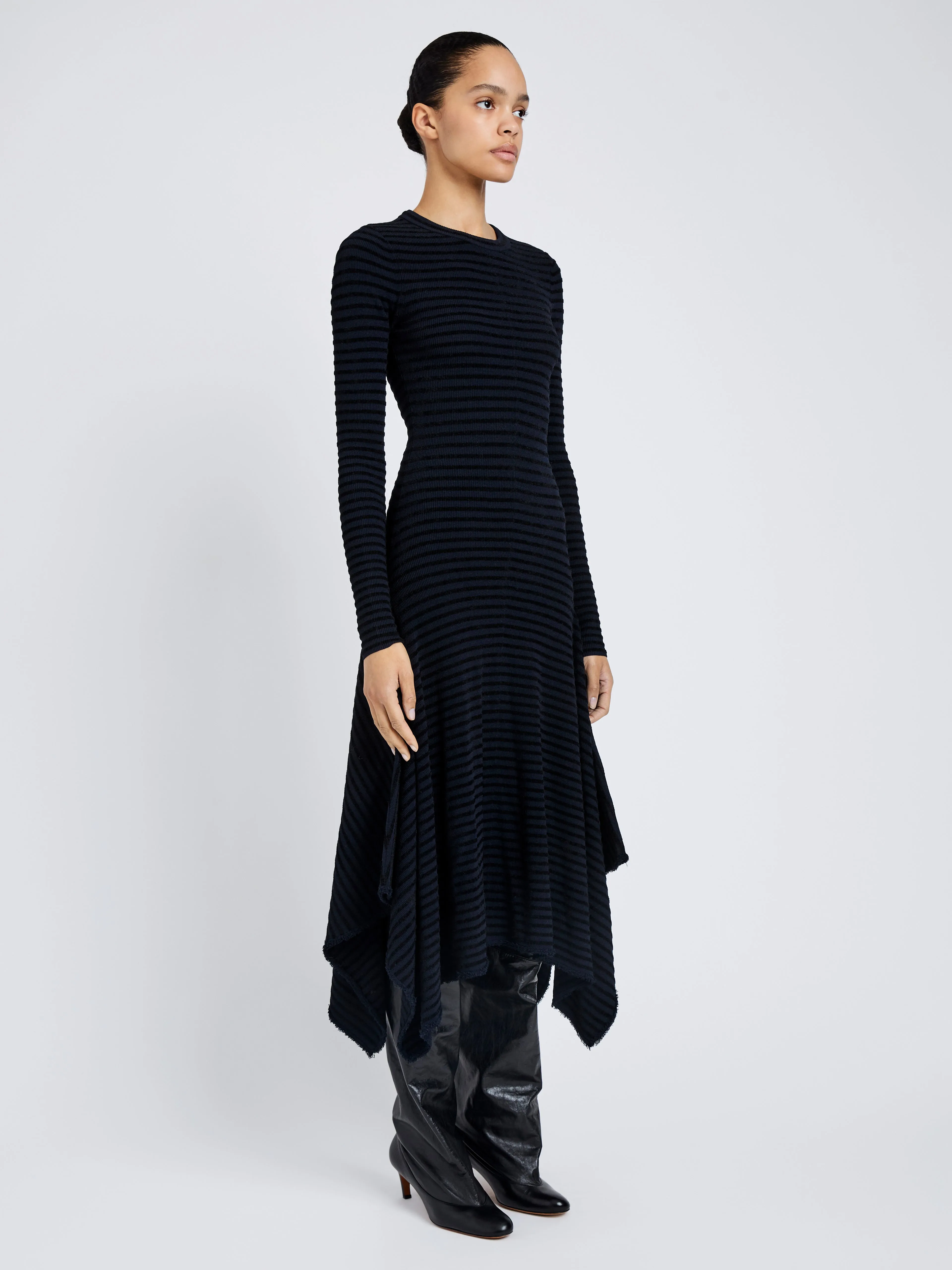 Didi Dress in Matte Viscose Velvet Stripe sold by Proenza Schouler product image thumbnail 3