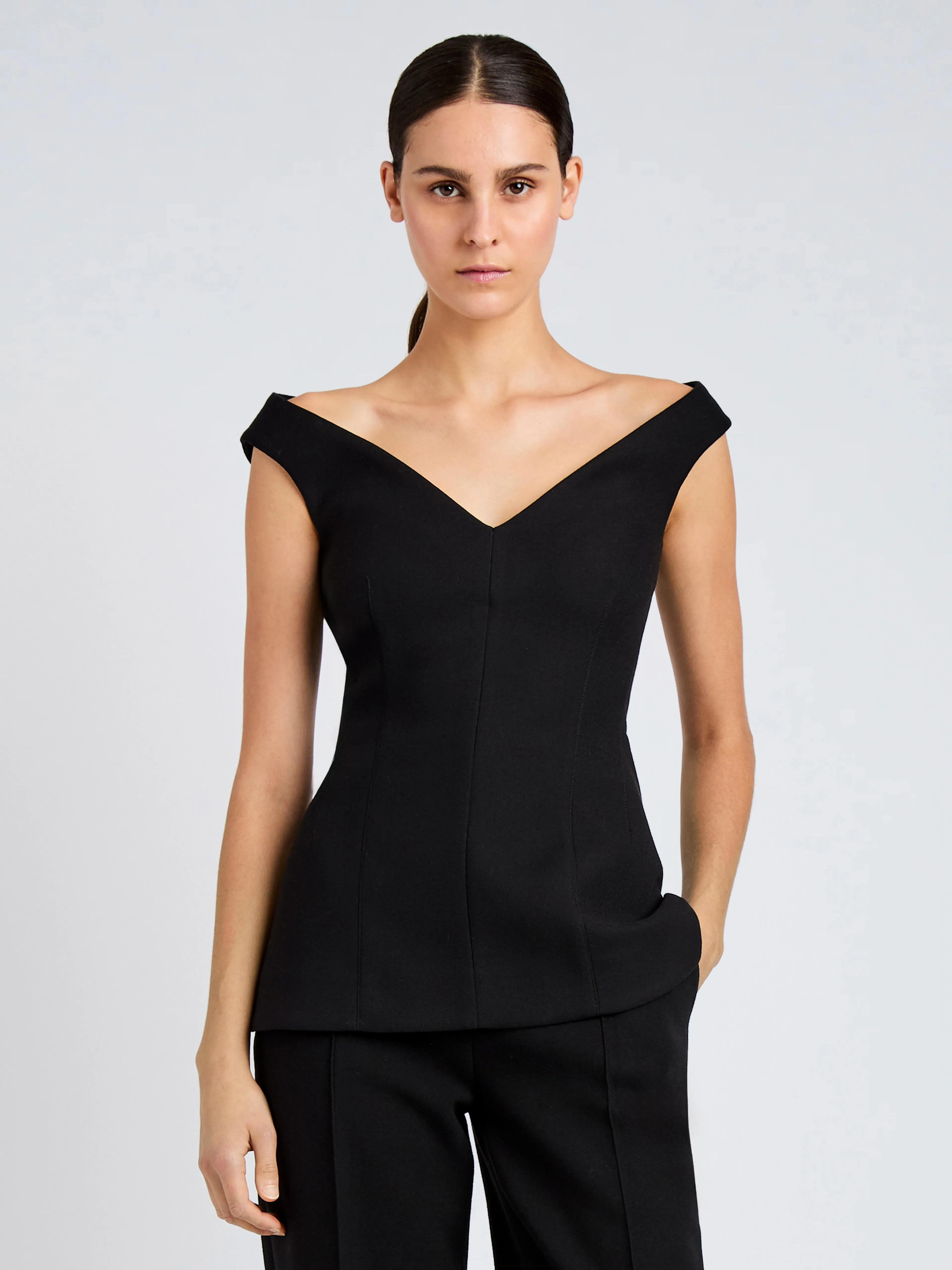 Mariam Top in Wool Scuba sold by Proenza Schouler product image thumbnail 2