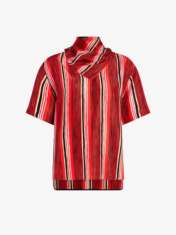 Amira Top in Printed Silk Habotai made by Proenza Schouler