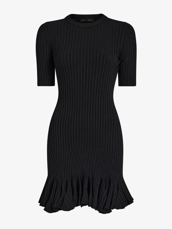 Leandra Dress in Viscose Ribbed Godet made by Proenza Schouler