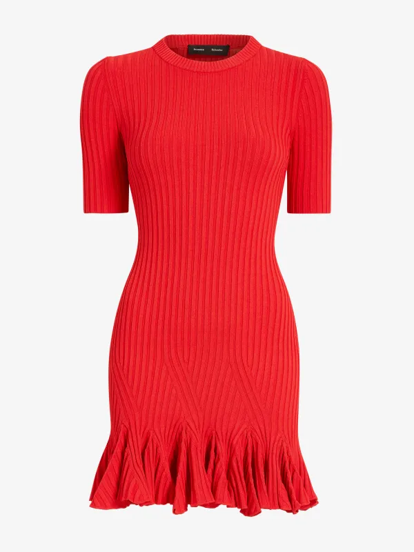 Leandra Dress in Viscose Ribbed Godet made by Proenza Schouler