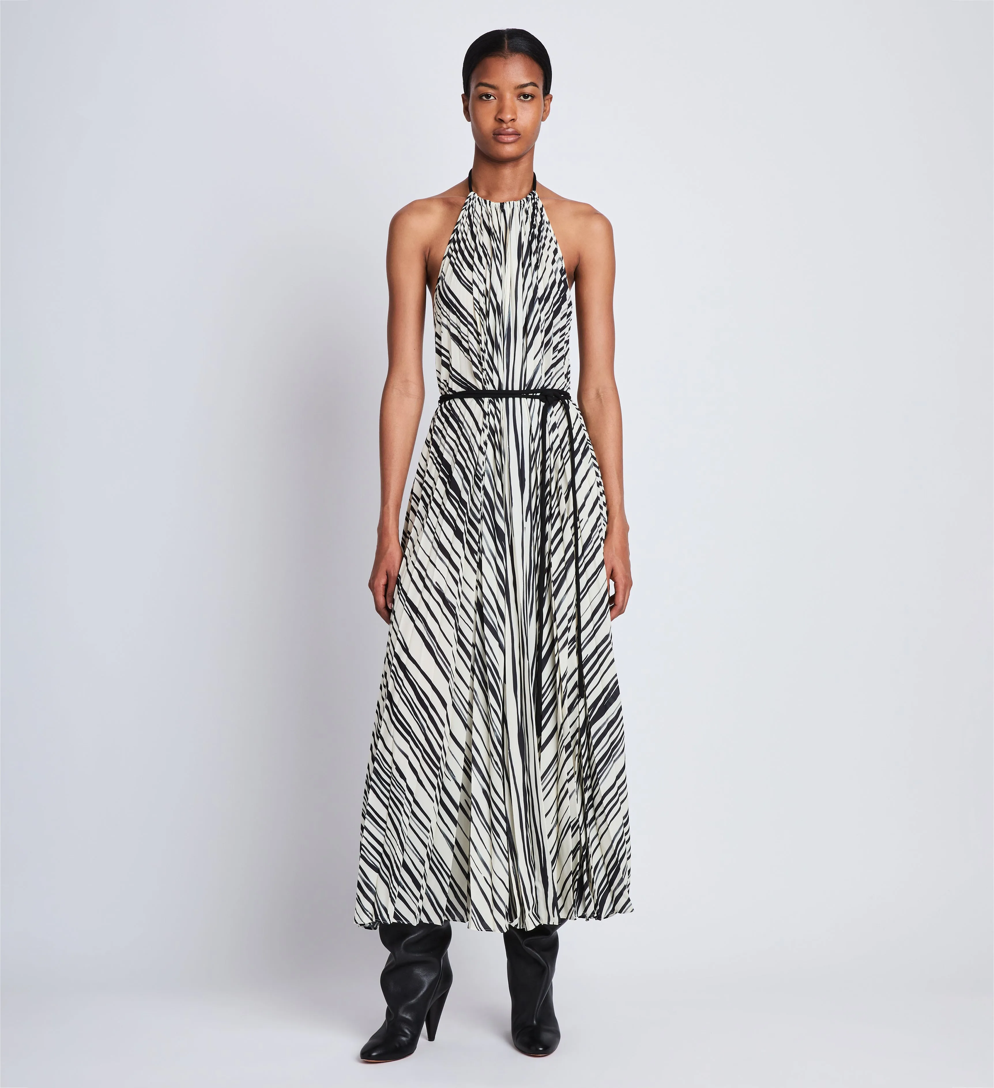 Frida Halter Dress in Printed Sheer Pleated Chiffon sold by Proenza Schouler product image thumbnail 2
