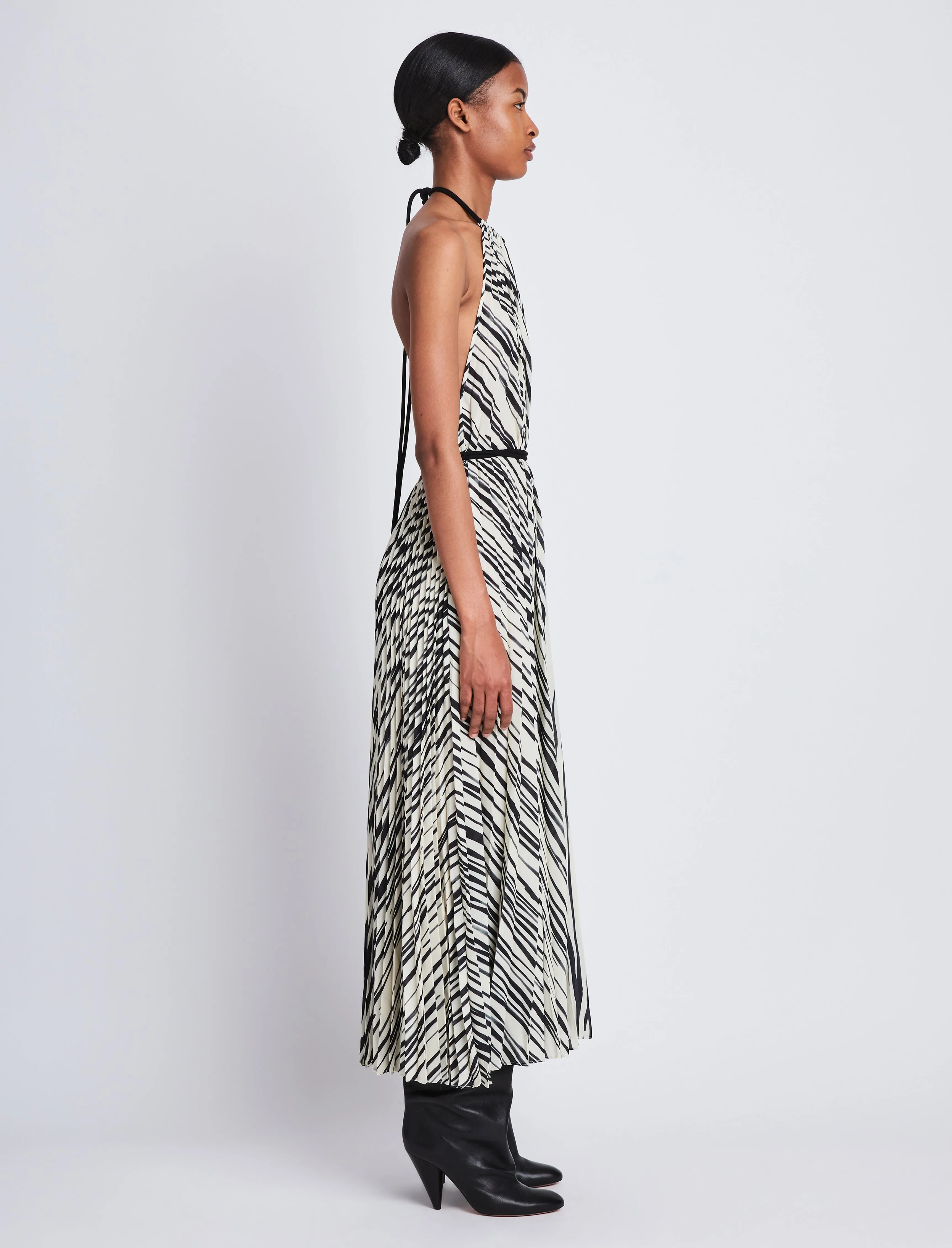 Frida Halter Dress in Printed Sheer Pleated Chiffon sold by Proenza Schouler product image thumbnail 3