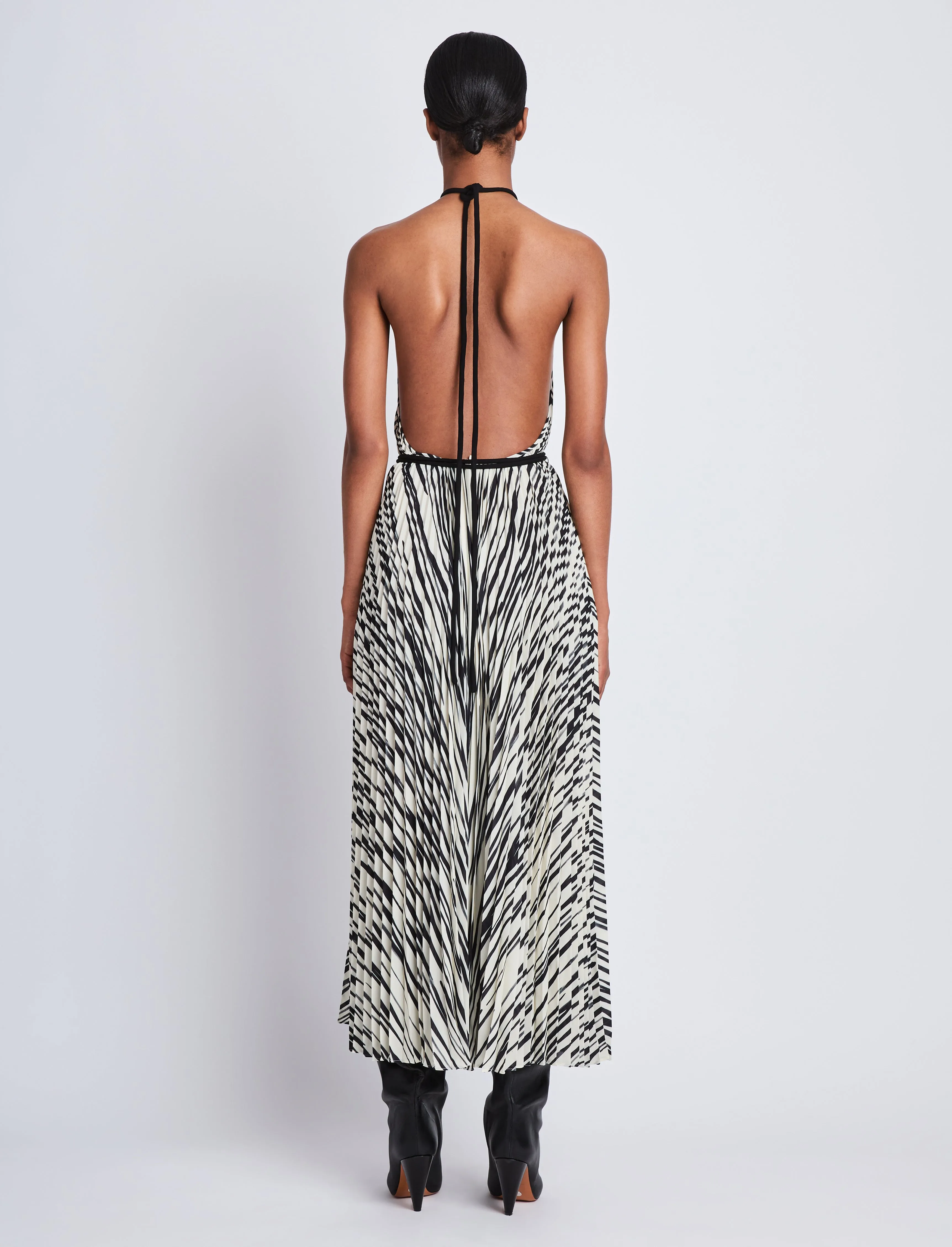Frida Halter Dress in Printed Sheer Pleated Chiffon sold by Proenza Schouler product image thumbnail 4