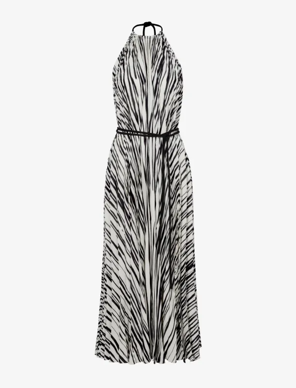 Frida Halter Dress in Printed Sheer Pleated Chiffon made by Proenza Schouler