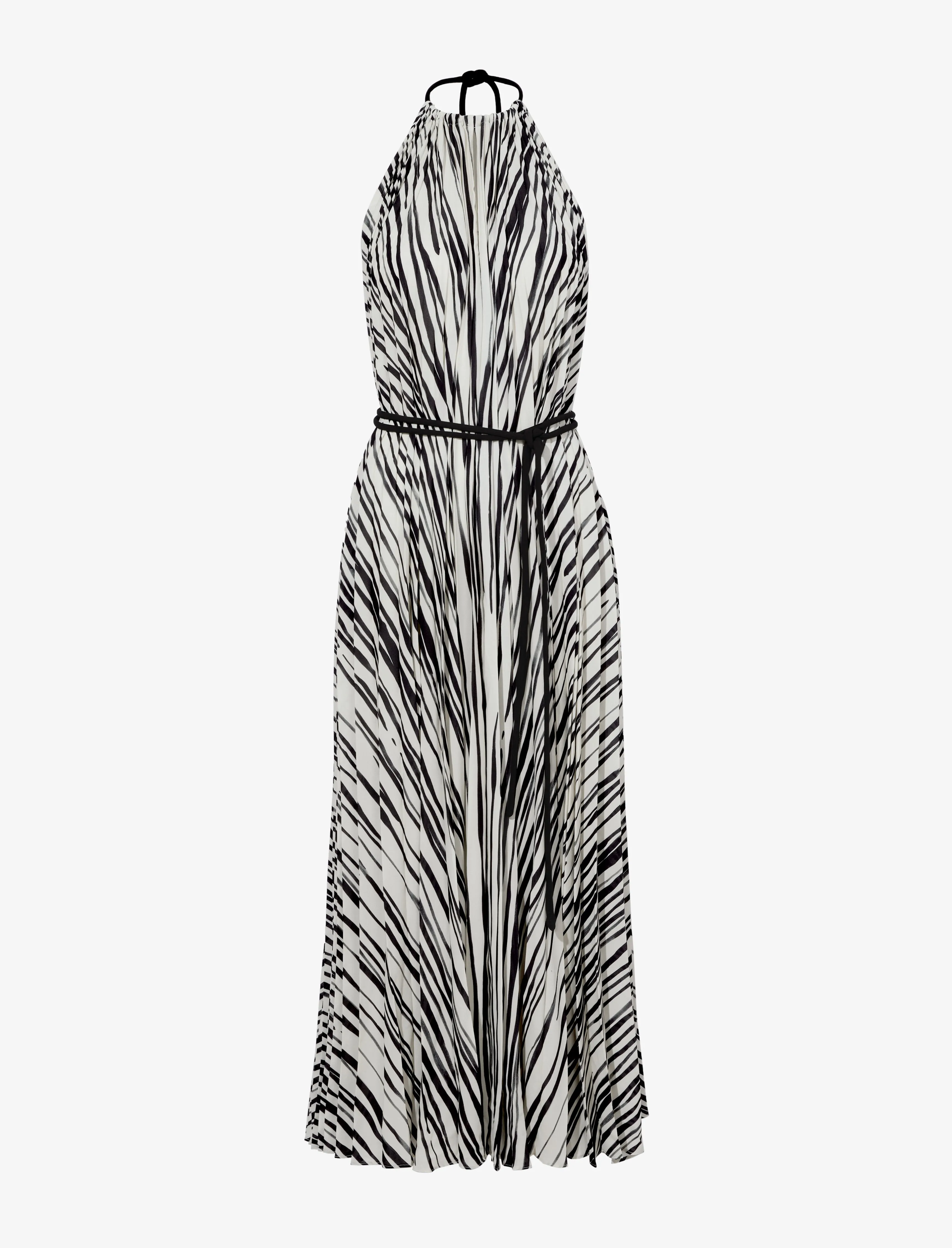 Frida Halter Dress in Printed Sheer Pleated Chiffon sold by Proenza Schouler