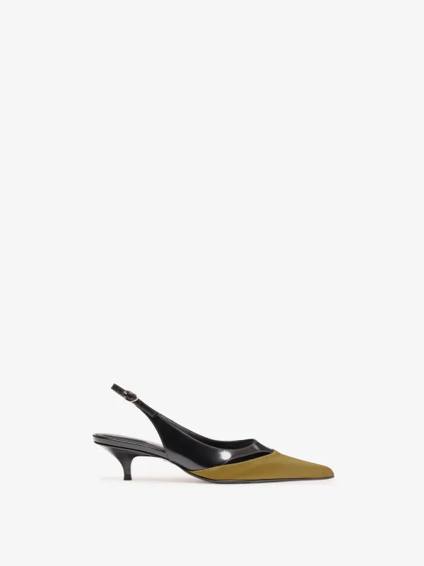 Slash Slingback in Spazzolato and Satin Combo sold by Proenza Schouler