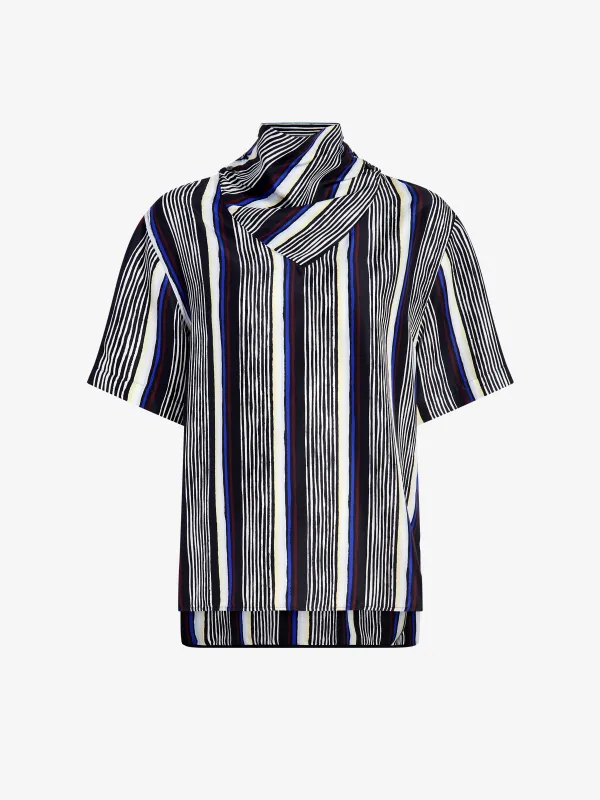 Amira Top in Printed Silk Habotai made by Proenza Schouler