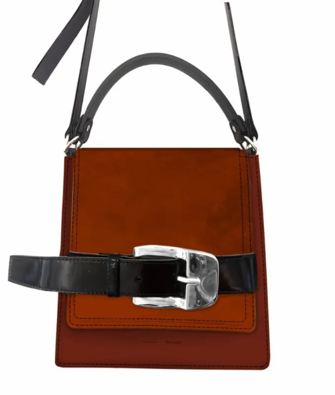 BUCKLE TRAPEZE - GRAINY CALF + SUEDE - CELADON made by Proenza Schouler